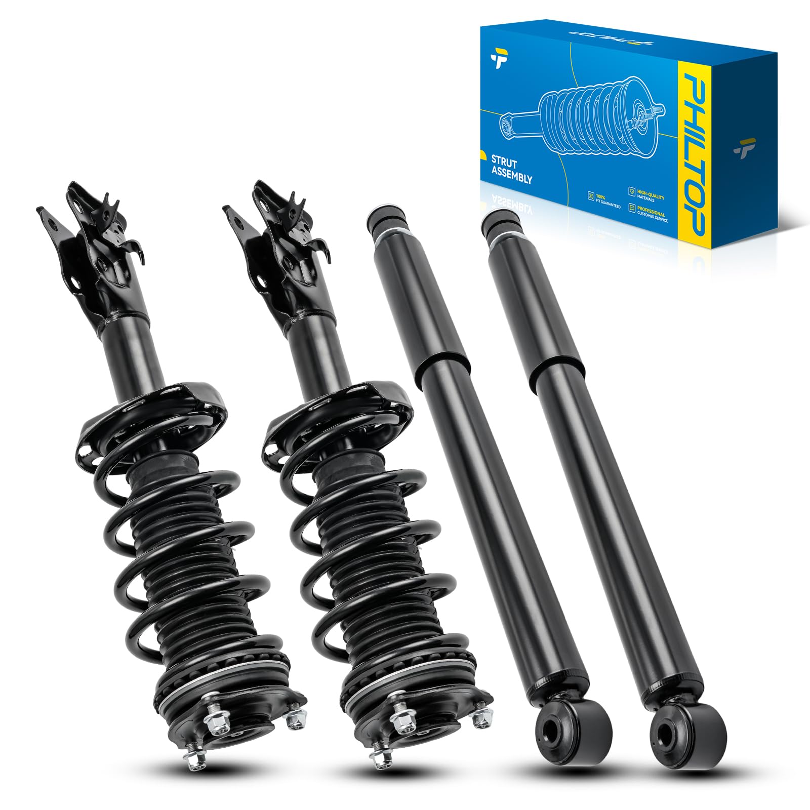 ‌PHILTOP Front Rear Struts for 2006-2011 Honda Civic 172286/172287/5609 * 2 - Complete Shock Absorber &amp; Spring Assembly‌ Set of 4