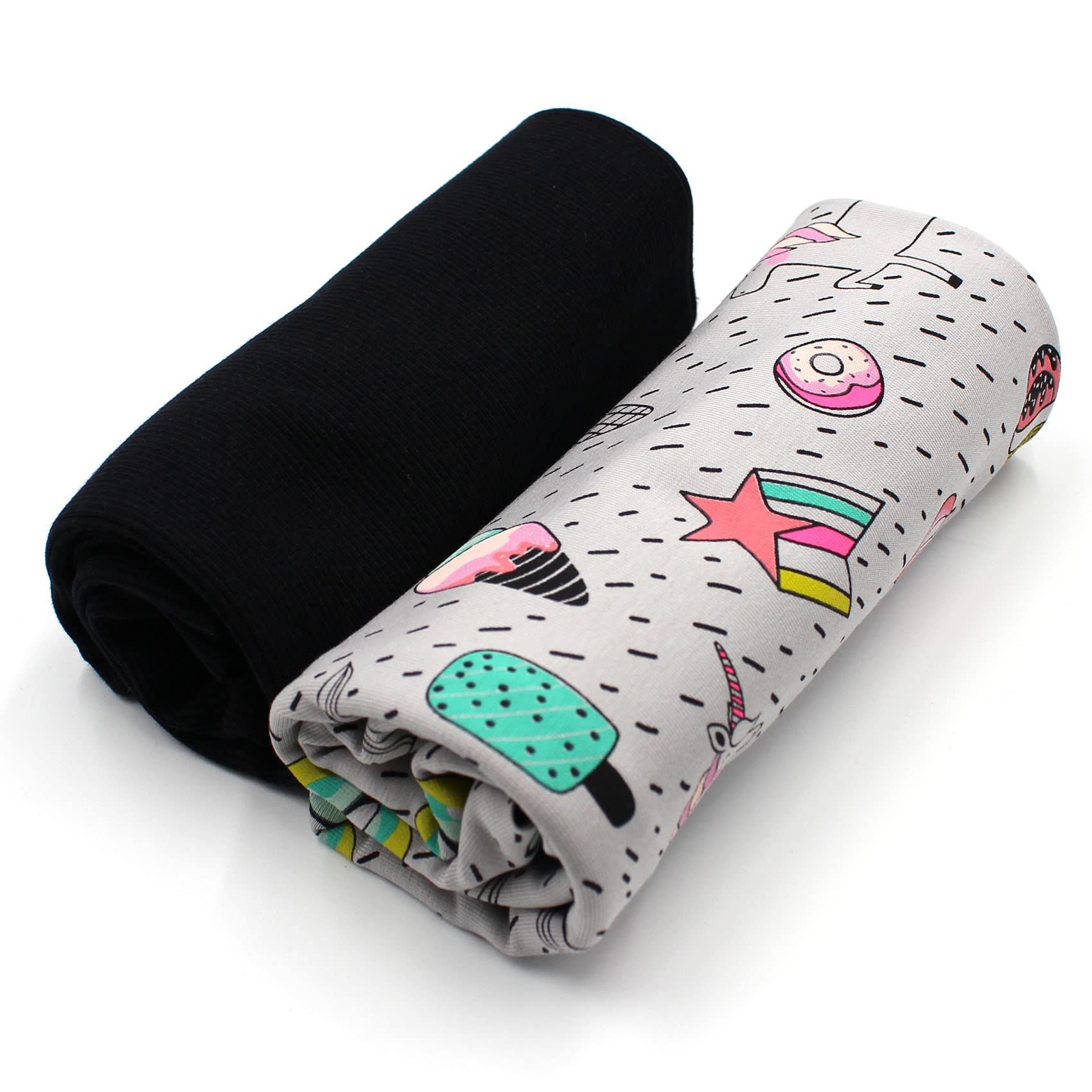 Fabric Package 0.5 m Jersey + 0.5 m Cuff Fabric for Sewing Children's Clothing Children's Fabric Jersey Fabric (Unicorn + Rib Black Set69)