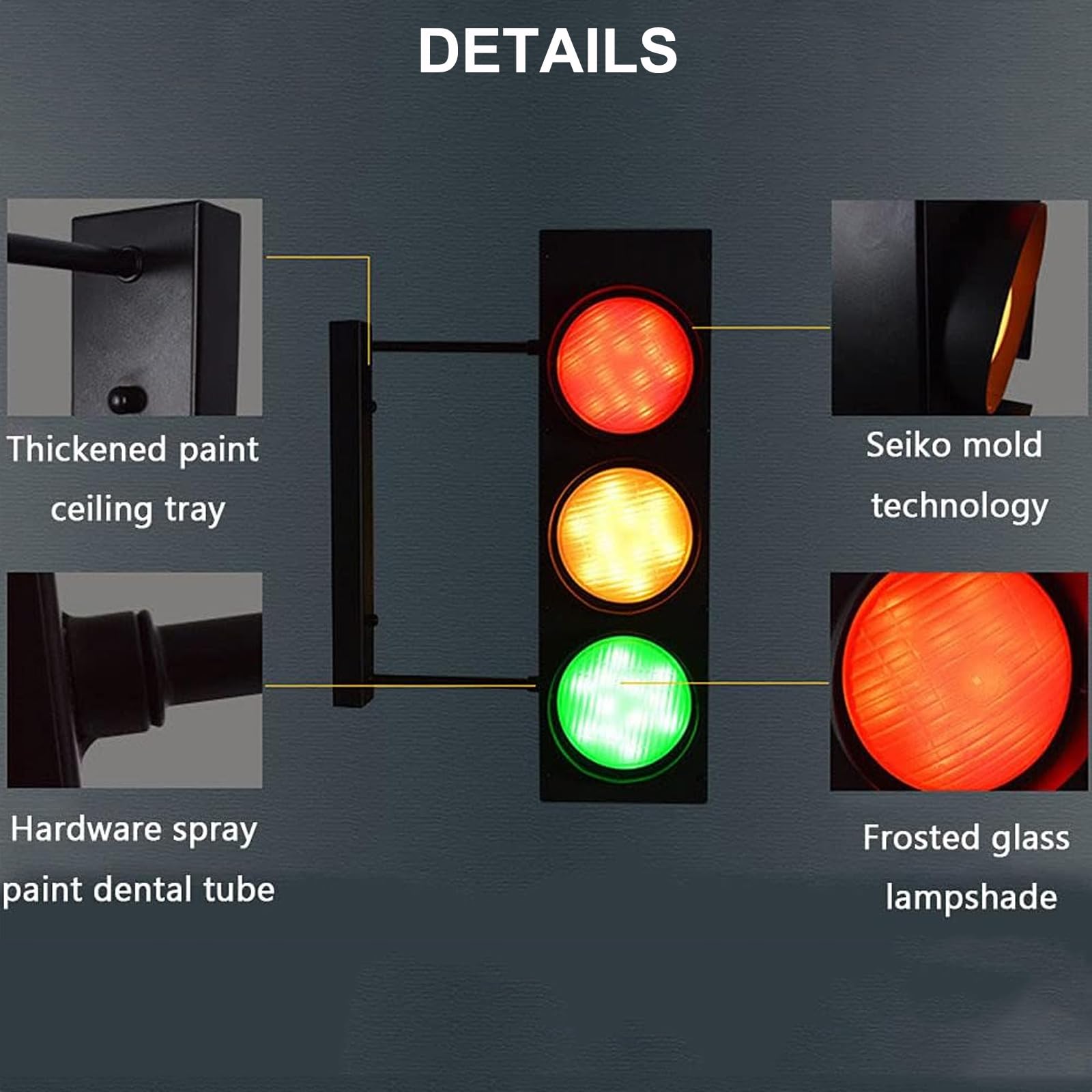 Kinkiet przemysłowy, retro lampa sygnalizacyjna z pilotem, czarna obudowa, idealna do oświetlenia dekoracyjnego w pokojach, sypialniach, barach, kawiarniach lub na imprezy tematyczne