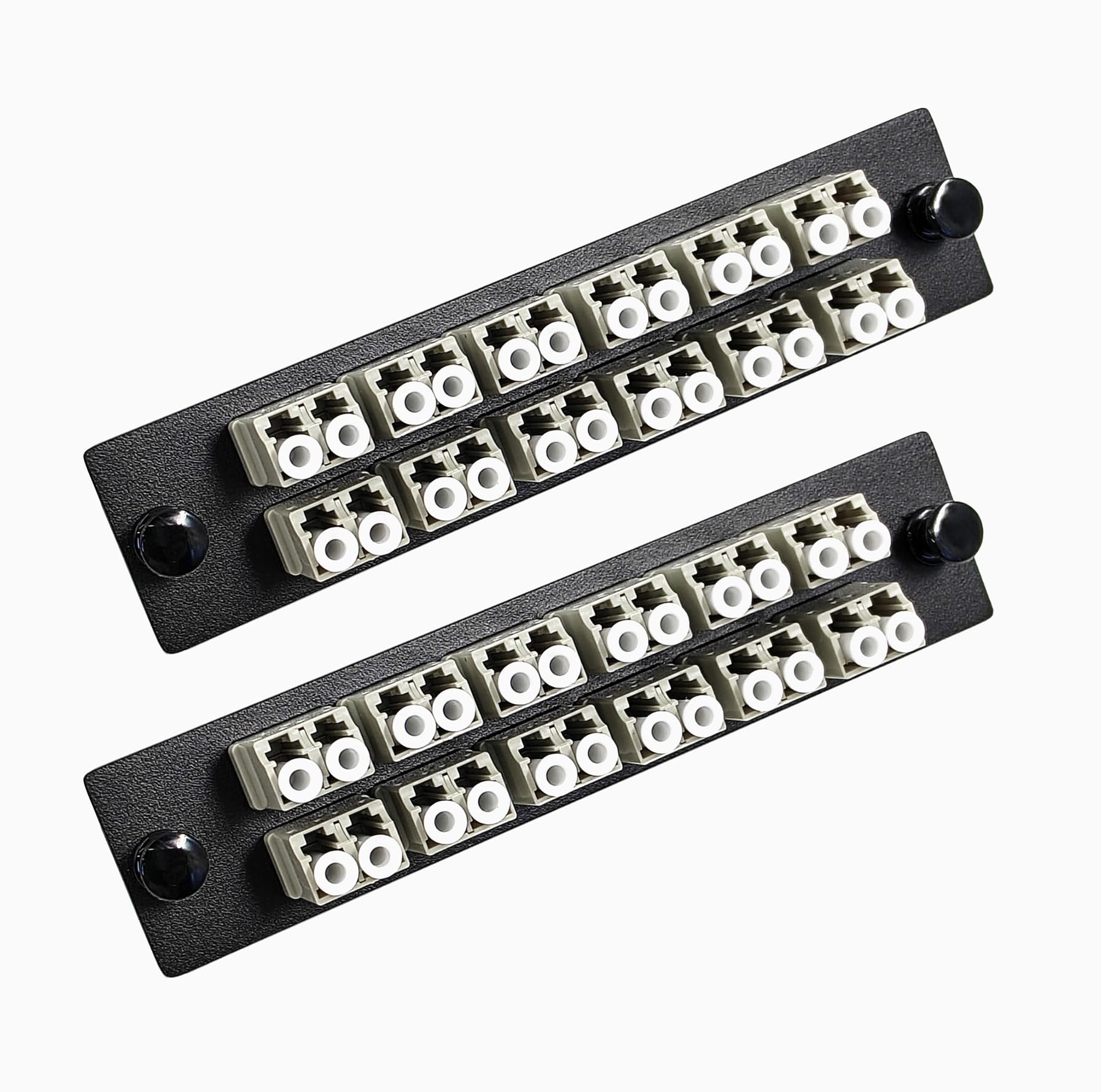 Lot de 2 panneaux de brassage en fibre duplex LC/MM avec adaptateurs LC multimode gris duplex, 24 ports fibre