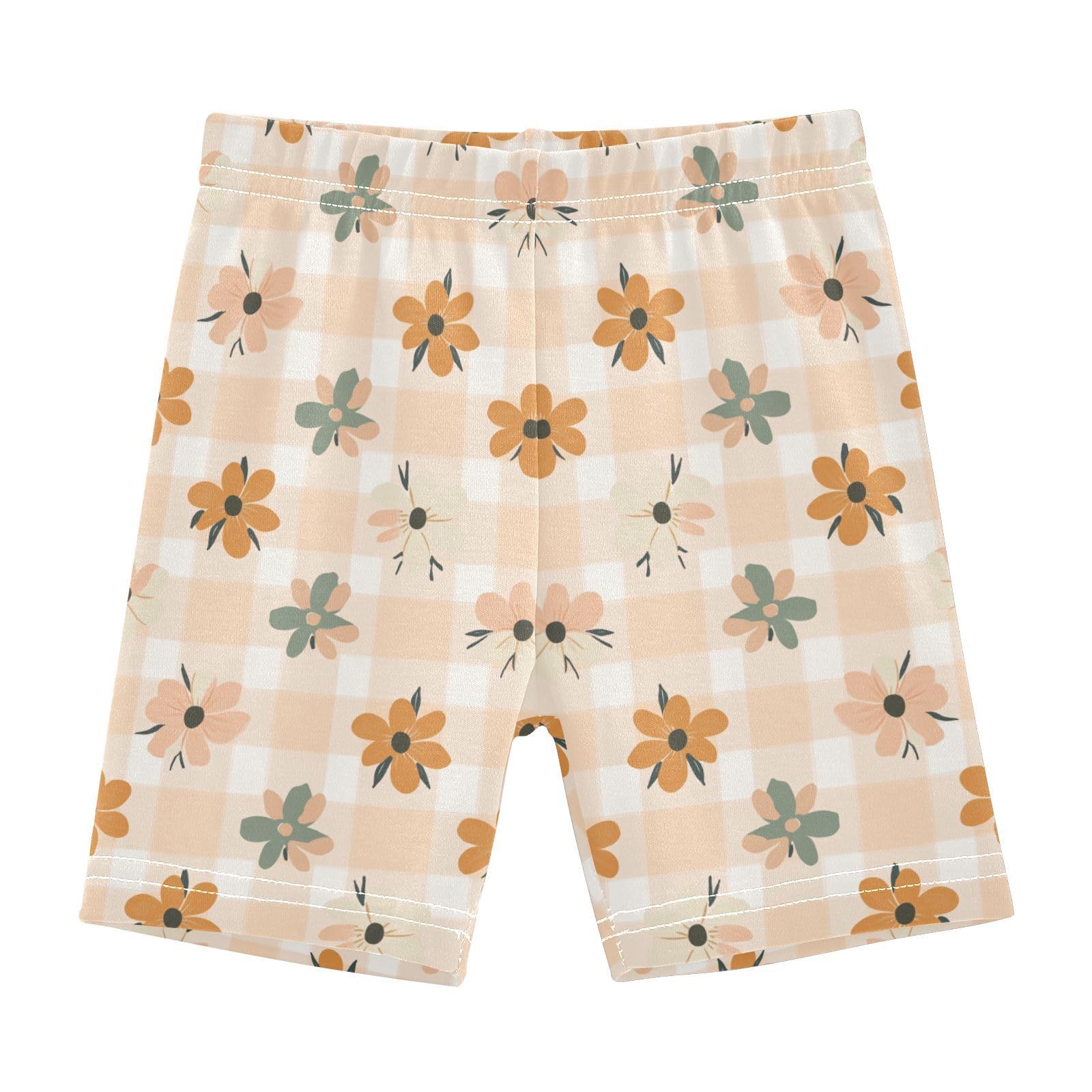 Sletend Flower Check Soft Cotton Girls' Shorts Lightweight Elastic Waist Shorts for Summer Fun Ideal for Layering or Daily Outfits Available in 4T to 10Y