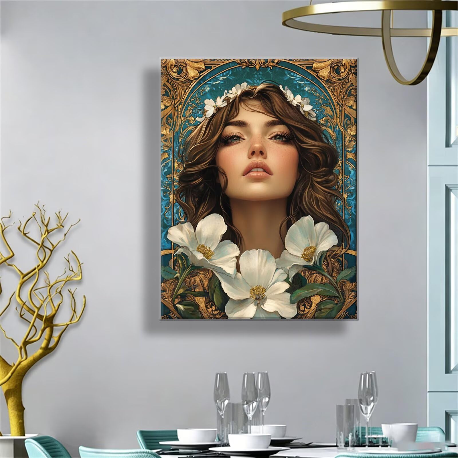 Dipingere con i Numeri Adulti fiore donna, Quadri da Dipingere Numerati Fai Da Te per Principianti e Adultis, Olio La Pittura di Numeri Kit, Hobby Creativi Adulti, Decorazioni Casa 90x120cm Q3S-582
