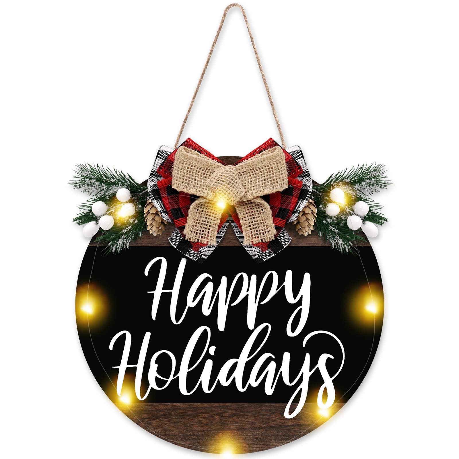 新品 HUMAN MADE リースHAPPY HOLIDAYS LARGE Amazon.com: Distaratie Happy Holidays Door Wreath Sign Christmas