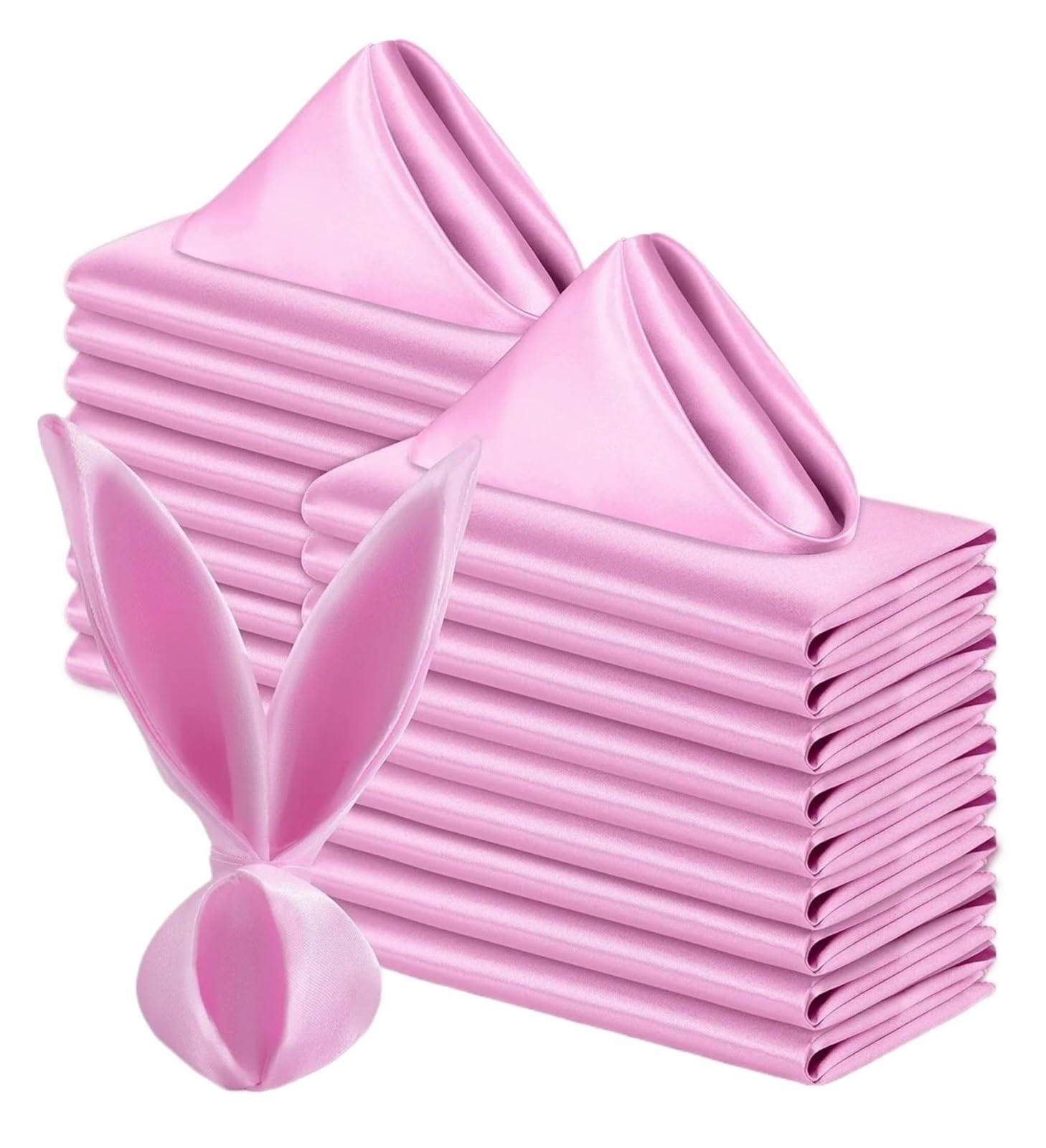 Satin Dinner Napkins 100PCS 30 * 30cm Satin Napkins Silky Soft Dinner or Handkerchief for Banquet Wedding Decoration(100pcs-pink)