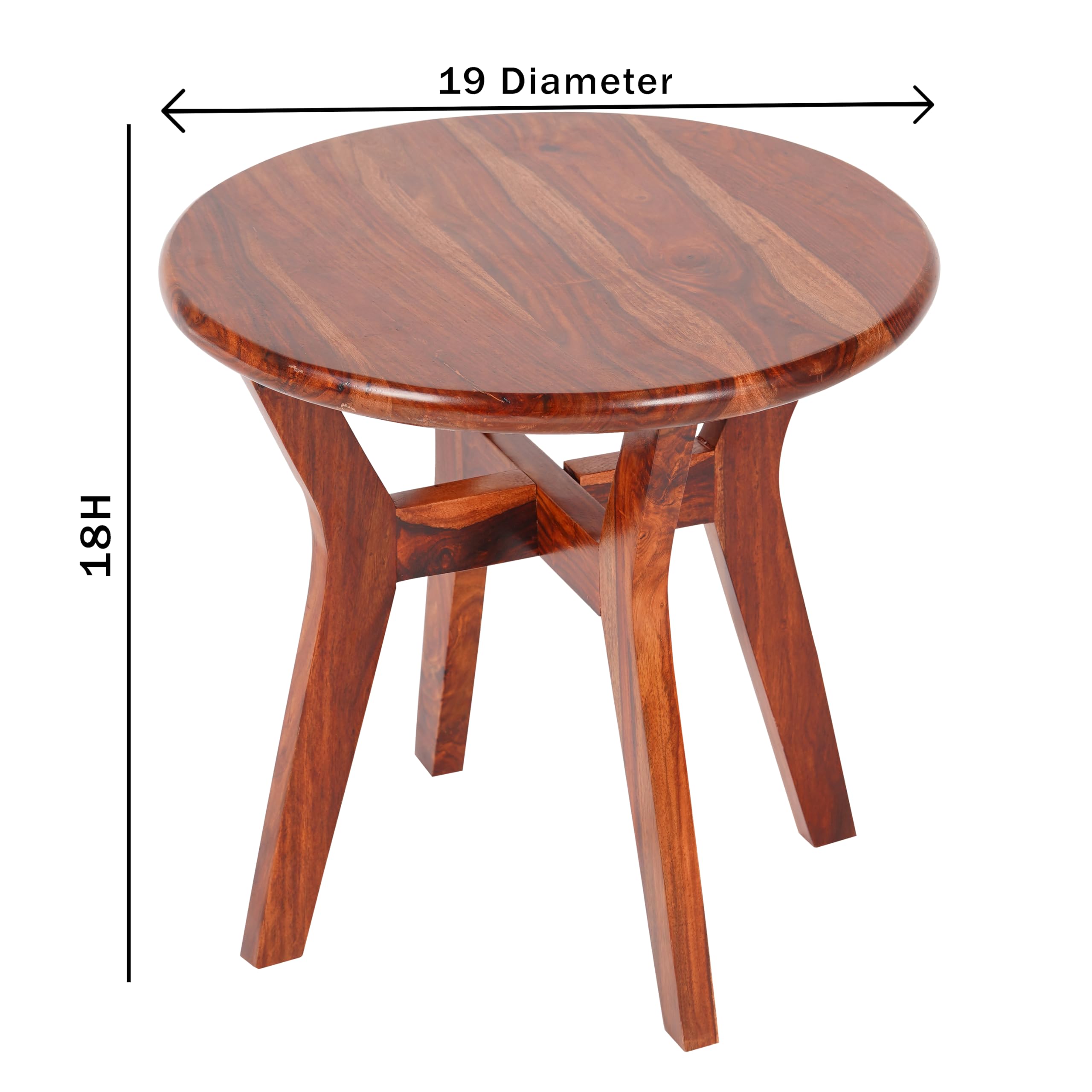 Wood Curls Solstice Sheesham Wood Coffee Table | Center Table for Living Room | Space Saver Tea Table for Office & Home | Natural Finish Round Table(18inch H x 19inch W) 2