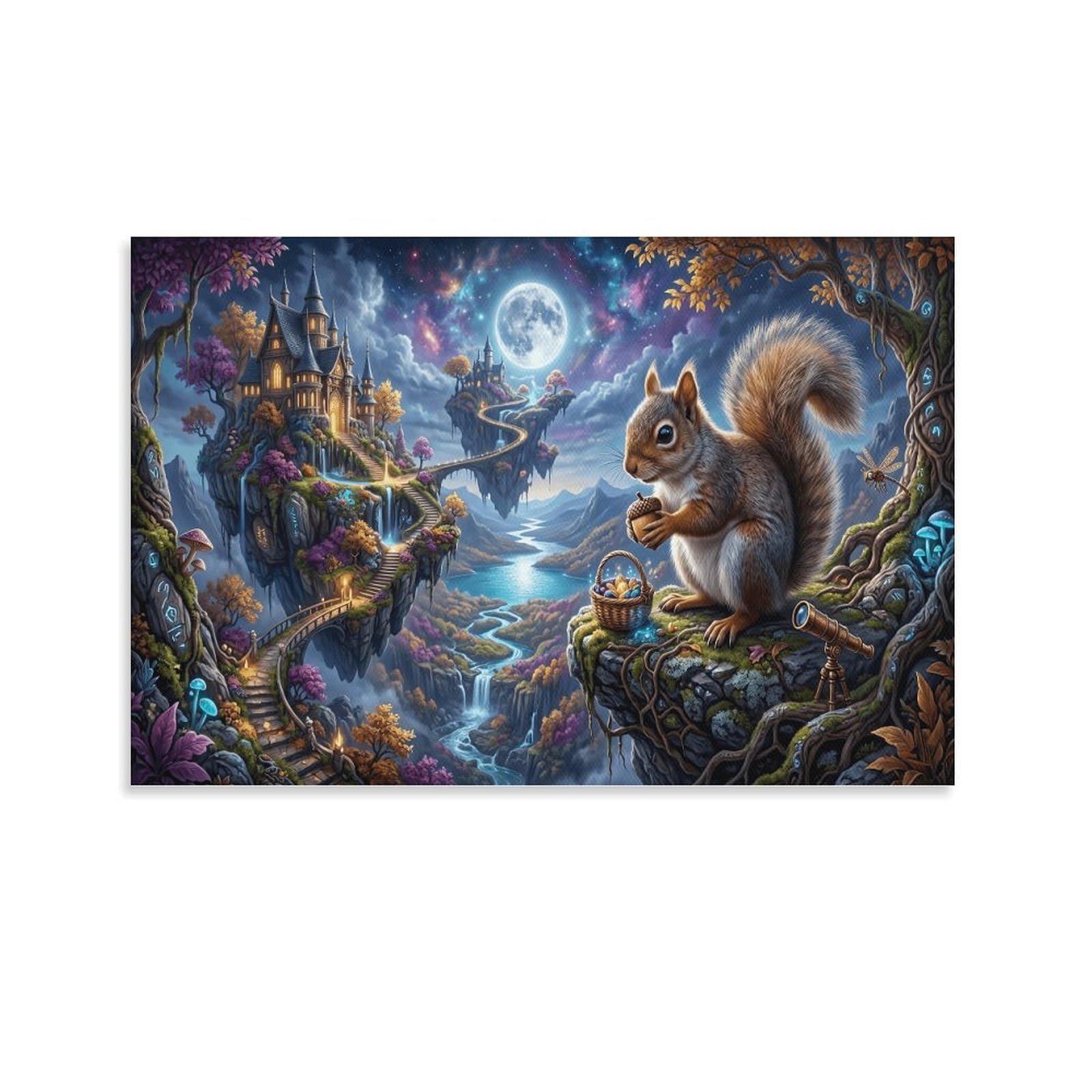 XPASHIQWC Squirrel Wall Decor Poster Valley Castle Giclee Canvas Prints Modern Wall Art Picture Wall Hanging for Living Room Bedroom Home Decorations 24x36inch(60x90cm)