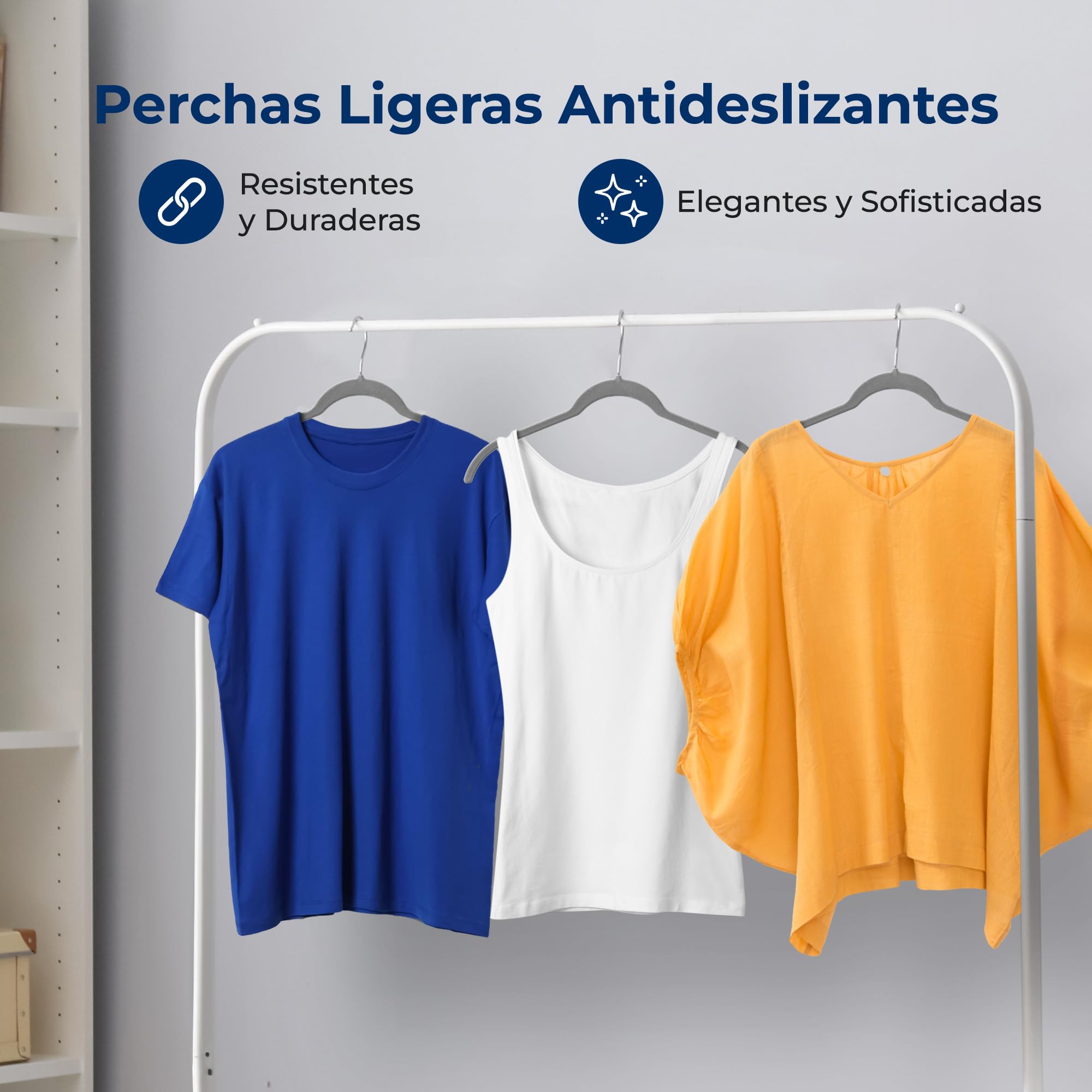 SereneLife Perchas, Ropa, de Terciopelo, Antideslizantes, Finas y Suaves. 50 Piezas, con Gancho Giratorio de 360°