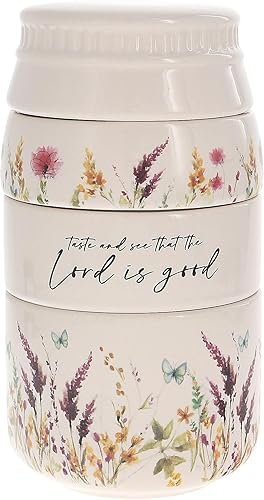 Pavilion - The Lord - Taza medidora de cerámica apilable de 6 pulgadas para cocina, , , , 1 taza, rústica, decoración de verano de cocina, vaso
