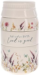 The Lord - 6-inch Stackable Ceramic Kitchen Measuring Cup - ¼, ⅓, ½, 1 Cup, Rustic, Kitchen Summer Decor, Mason Jar Measuring Cup, 1 Count, Cream