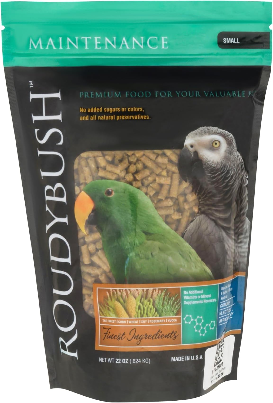 RoudyBush Daily Maintenance Food for Birds - Scientifically Formulated Bird Feed - Bird Food Pellets w/Corn, Wheat, Soy & More - Nutritious & Healthy Feed for Birds (Small, 22oz)