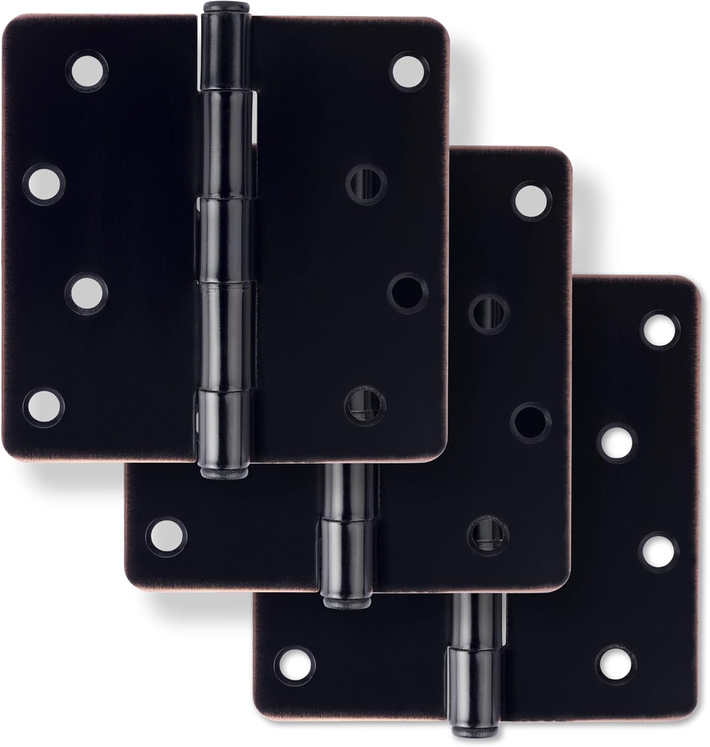 Miseno MDH4013 4 x 4 Plain Bearing 1/4" Radius Corner Door Hinge - Pack of 3 - Oil Rubbed Bronze
