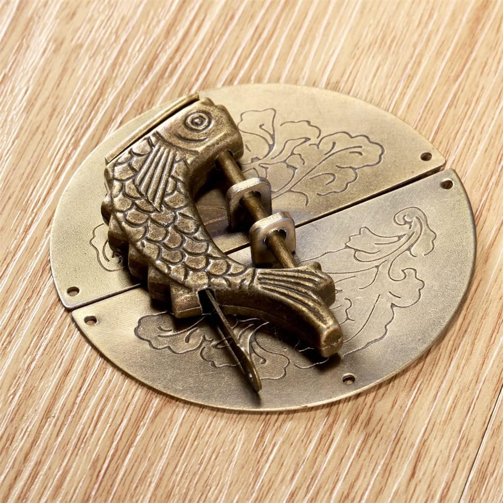 Iron Drawer Cupboard Cabinet Chest Door Lock Latch Plate Pulls Handle Knocker Vintage Old Fish