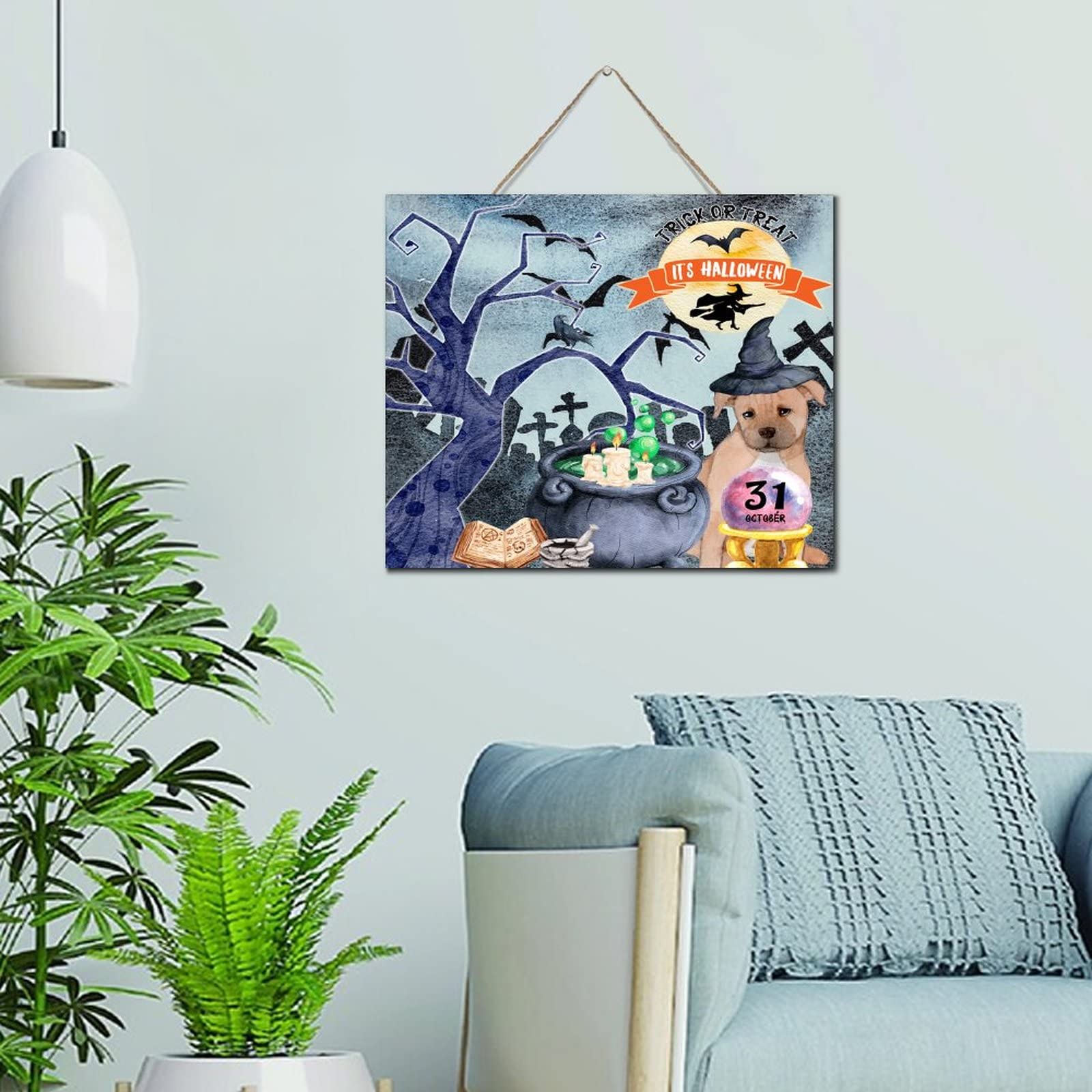 Plaque murale Trick or Treat en bois deco interieure cadeau automne