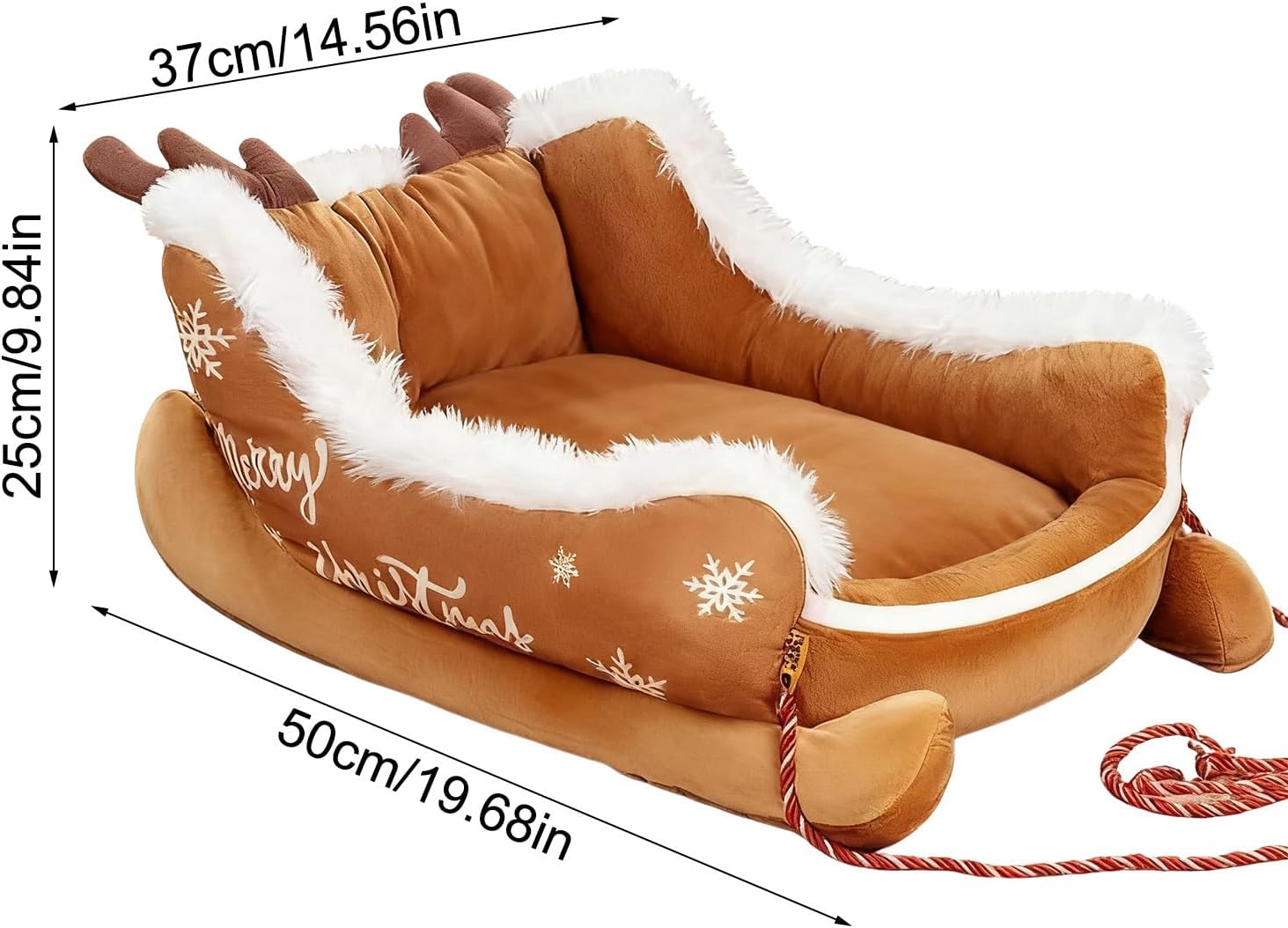 Dog Bed,Warm Christmas Decor - Soft Plush Sled Dog Cat Bed | for Puppy Cat Pet Indoor Outdoor Living Room Balcony Home Decor Apartment Holiday Winter Cold Weather