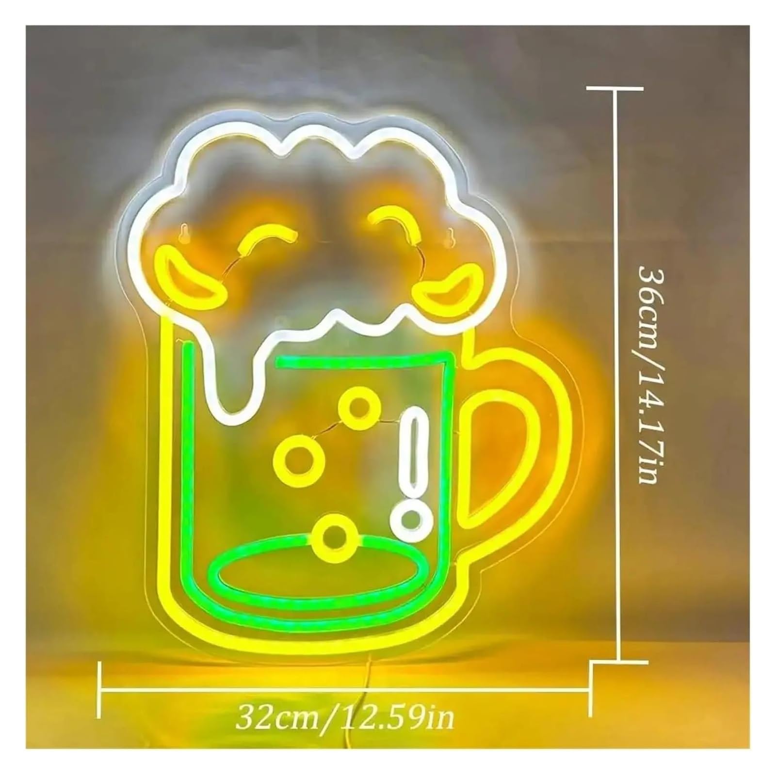 Luces de neón Letrero De Neón De Cerveza Para Bar, Club, Hogar, Pub, Tienda, Fiesta, Decoración Personalizada, 36x32cm