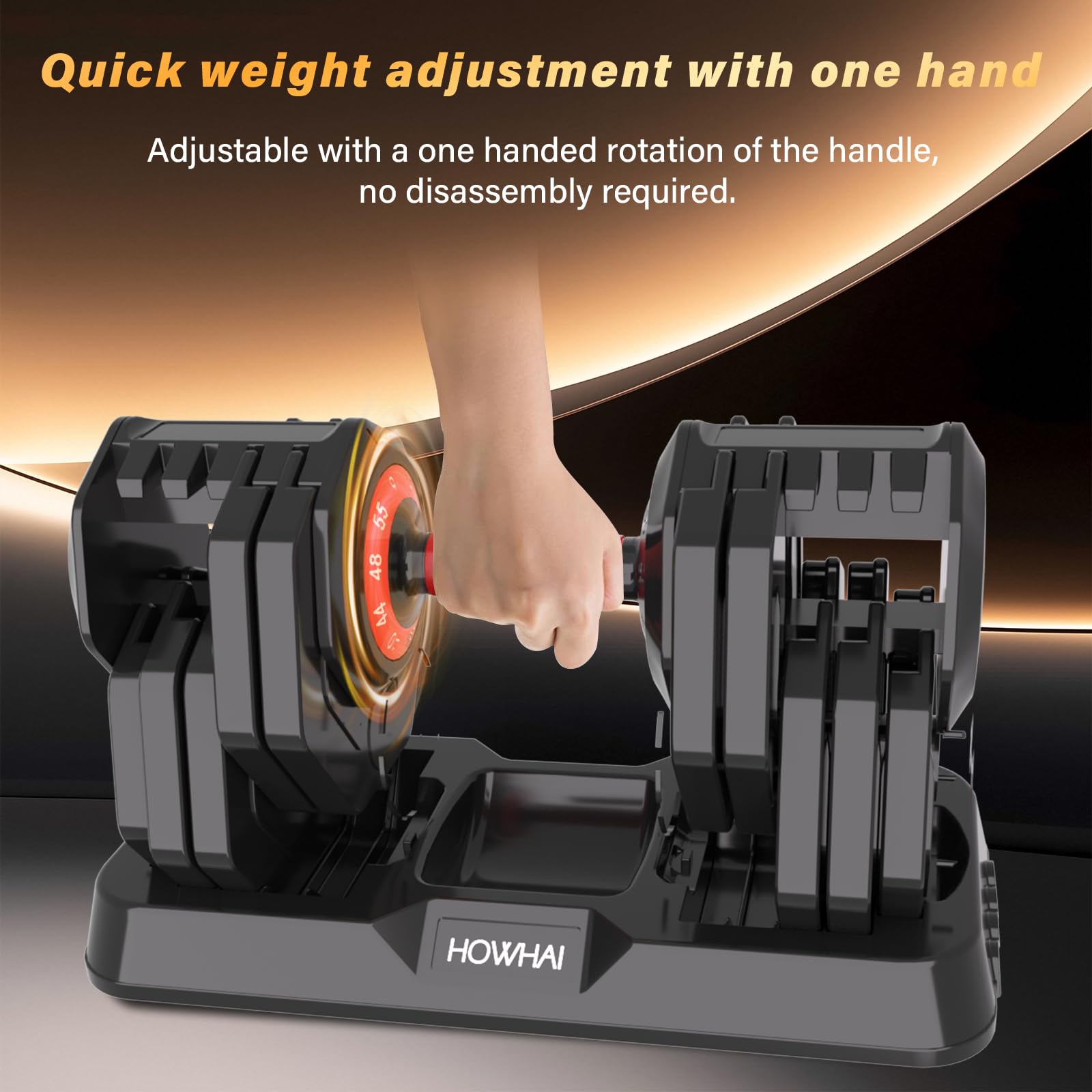 55lb Adjustable Dumbbye, 10 in 1 Hand Adjustable Weights Dumbbell with Anti-Slip Texture Handle, Exercise & Fitness for Men/Women Gym Equipment for Home Strength Training Equipment