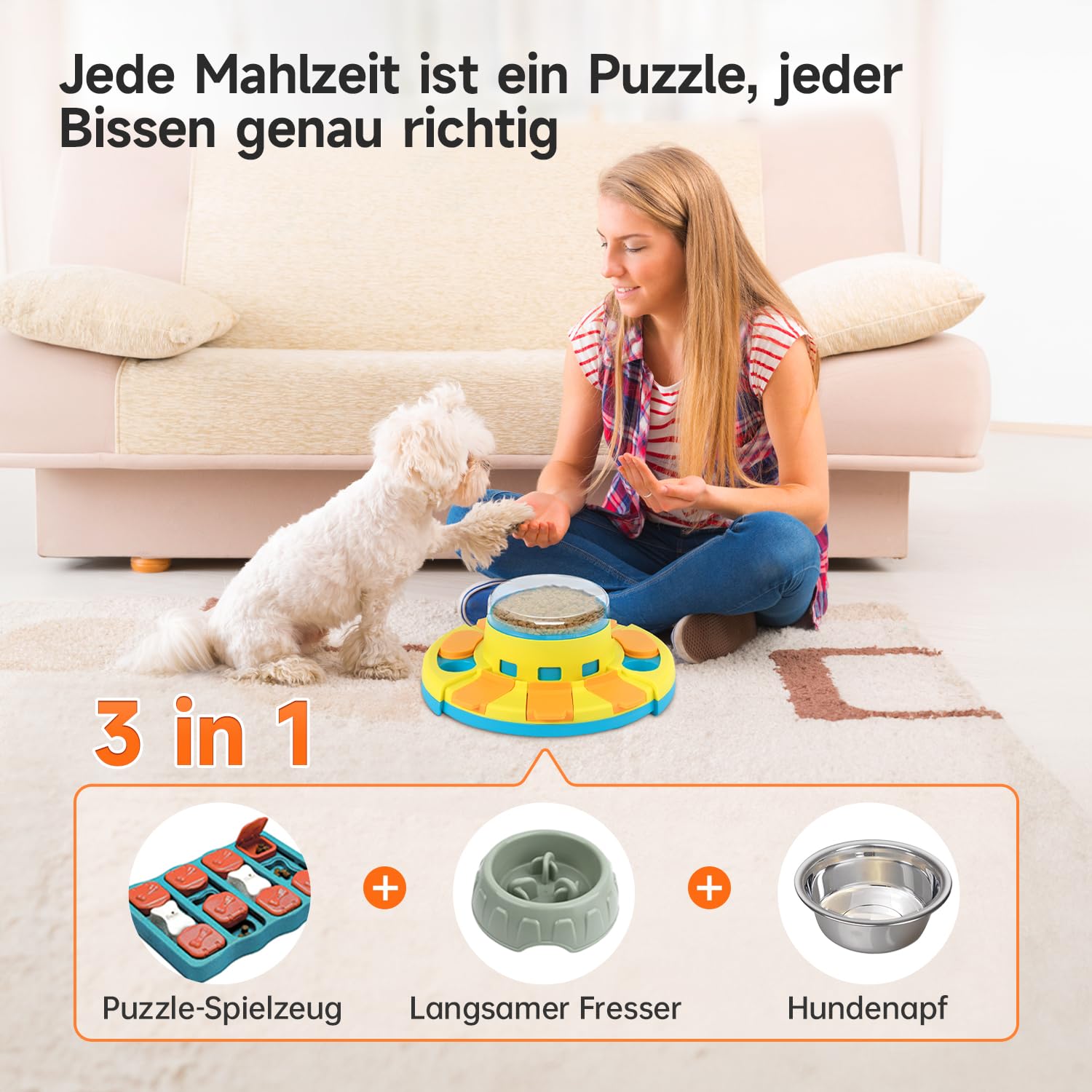 Potaroma Hundespielzeug Intelligenz, Hunde Intelligenzspielzeug 2 Ebenen Puzzle-Spielzeug, langsamer Feeder & Leckerli-Futterspielzeug, geeignet für kleine, mittlere & große Hunde, 10,7 cm Höhe
