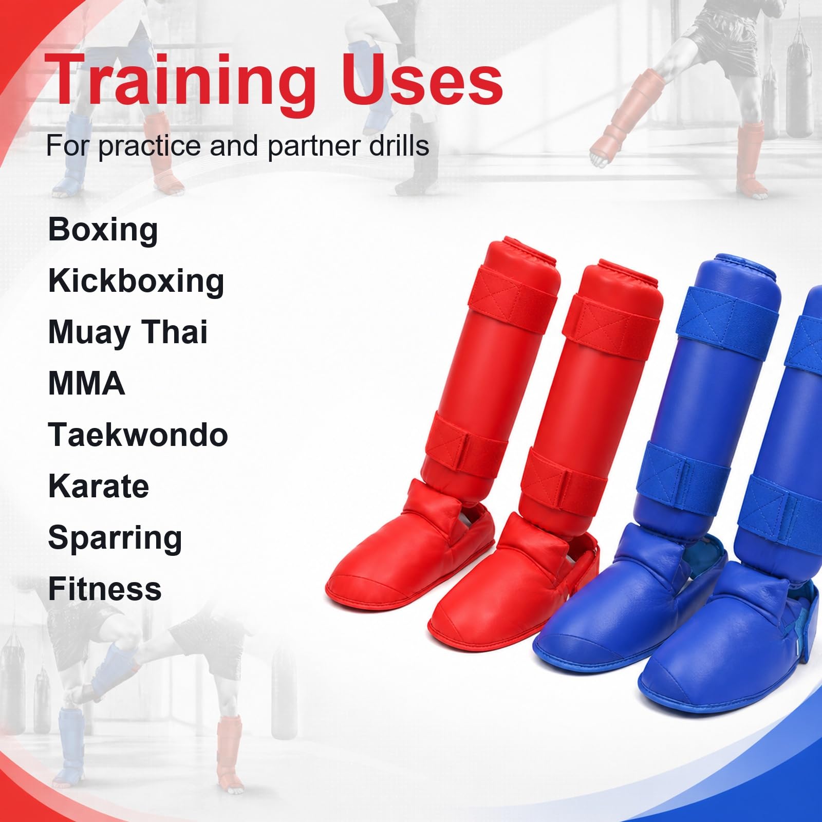Piedi Protezione Shin Guard,Parastinchi Muay Thai,Paratibia Kick Boxing,Regolabili,Comodo,Traspirante,per Boxe,Taekwondo,Muay Thai,Sport da Combattimento e Allenamento Quotidiano