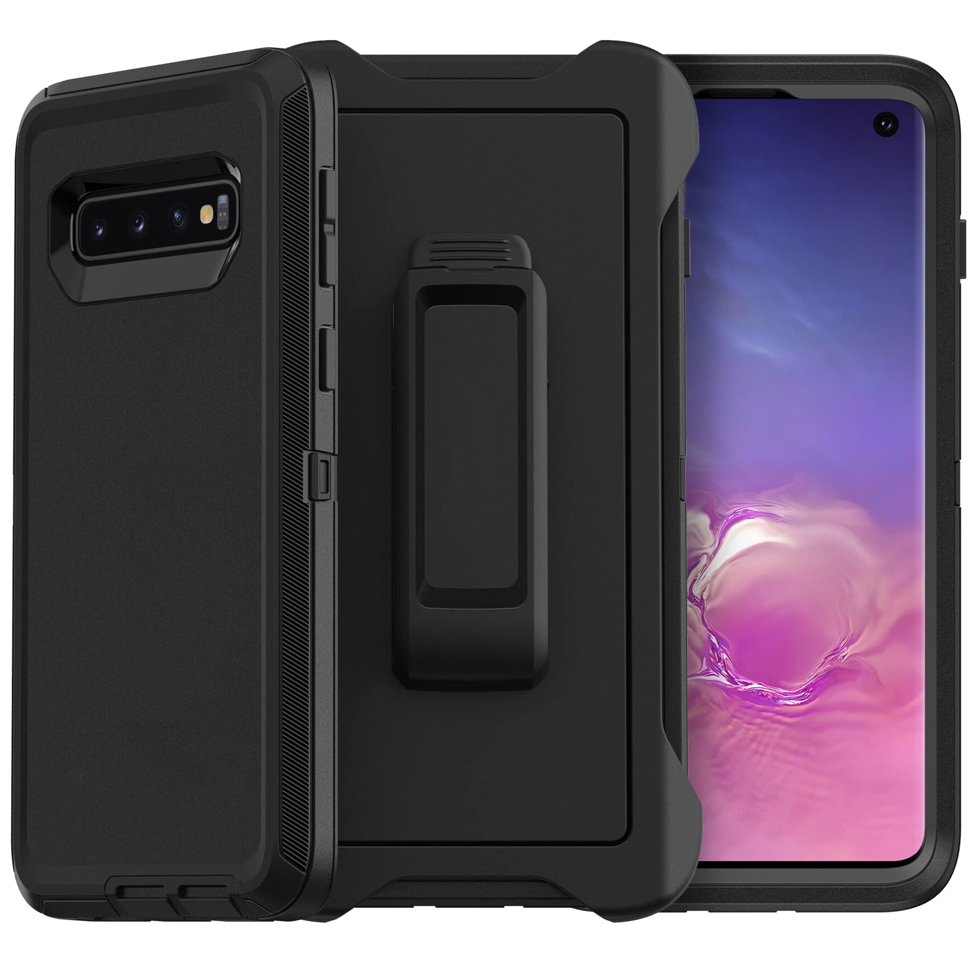 BEASTEK Shockproof Galaxy S10 Case, Dustproof Military Grade Heavy Duty Drop Protective Cover with Defensive Belt Clip Holster with 360° Kickstand,