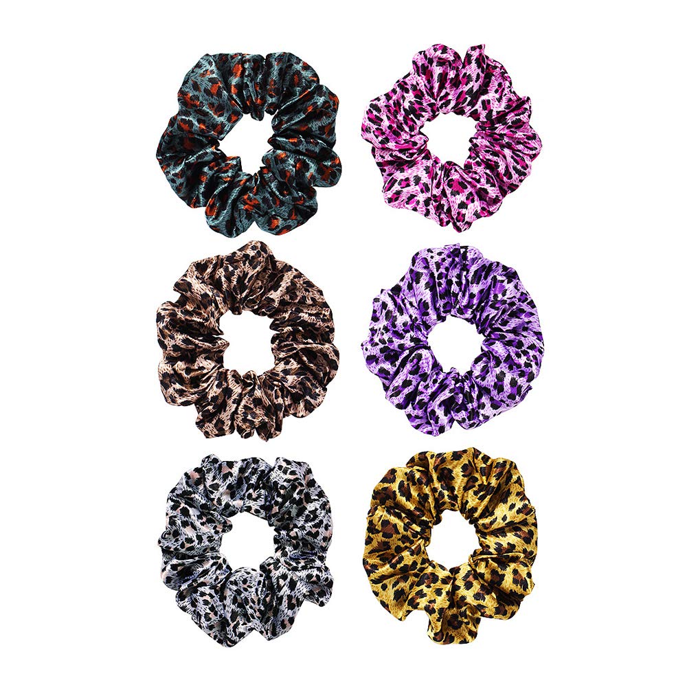 6 Pack Women's Animal Style Leopard Print Hair Scrunchies Cheetah Scrunchie Leopard
