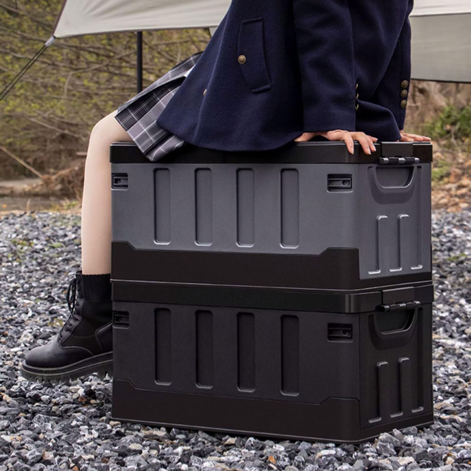 Campingbox PP-Aufbewahrungsbox, faltbar, for den Außenbereich, tragbar, faltbar, for Getränke, Auto, Faltbox, Schlafzimmer, Camping, Organisationsbehälter, Aufbewahrungsbox Aufbewahrungsboxen ( Color