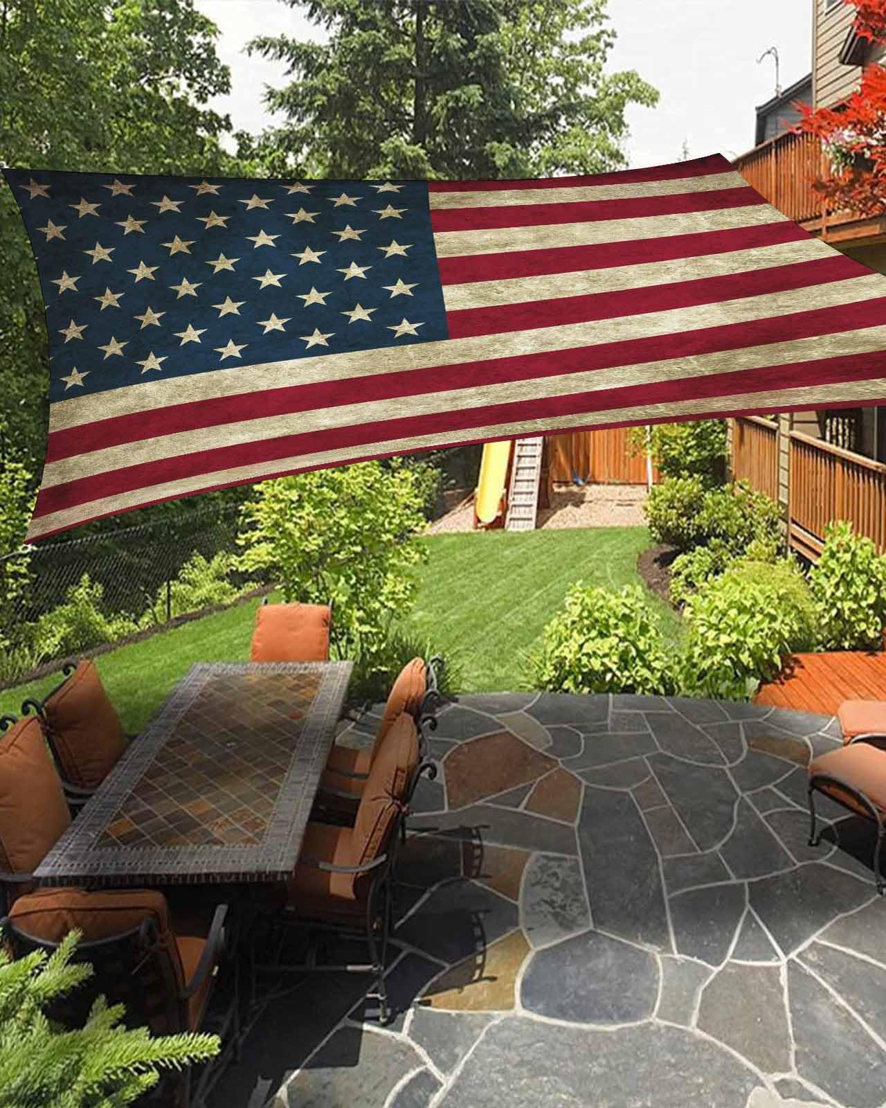 Sun Shade Sails Canopy 8x10 FT, Classic American Flag UV Protection Outdoor Shade Canopy, Rust Resistant Tear Patio Sail Shade for Sunshade Outdoor Patio Backyard Garden