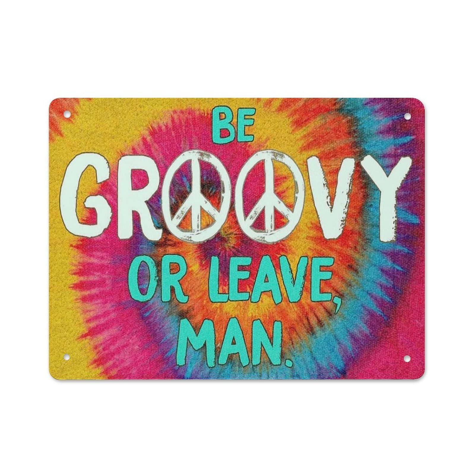 AOOEDM Be Groovy Or Leave Man Metal Tin Signs for Man Cave Funny Art Wall Plaque Kitchen Bar Sign Coffee Shop Garage Wall Decor Hanging Decor