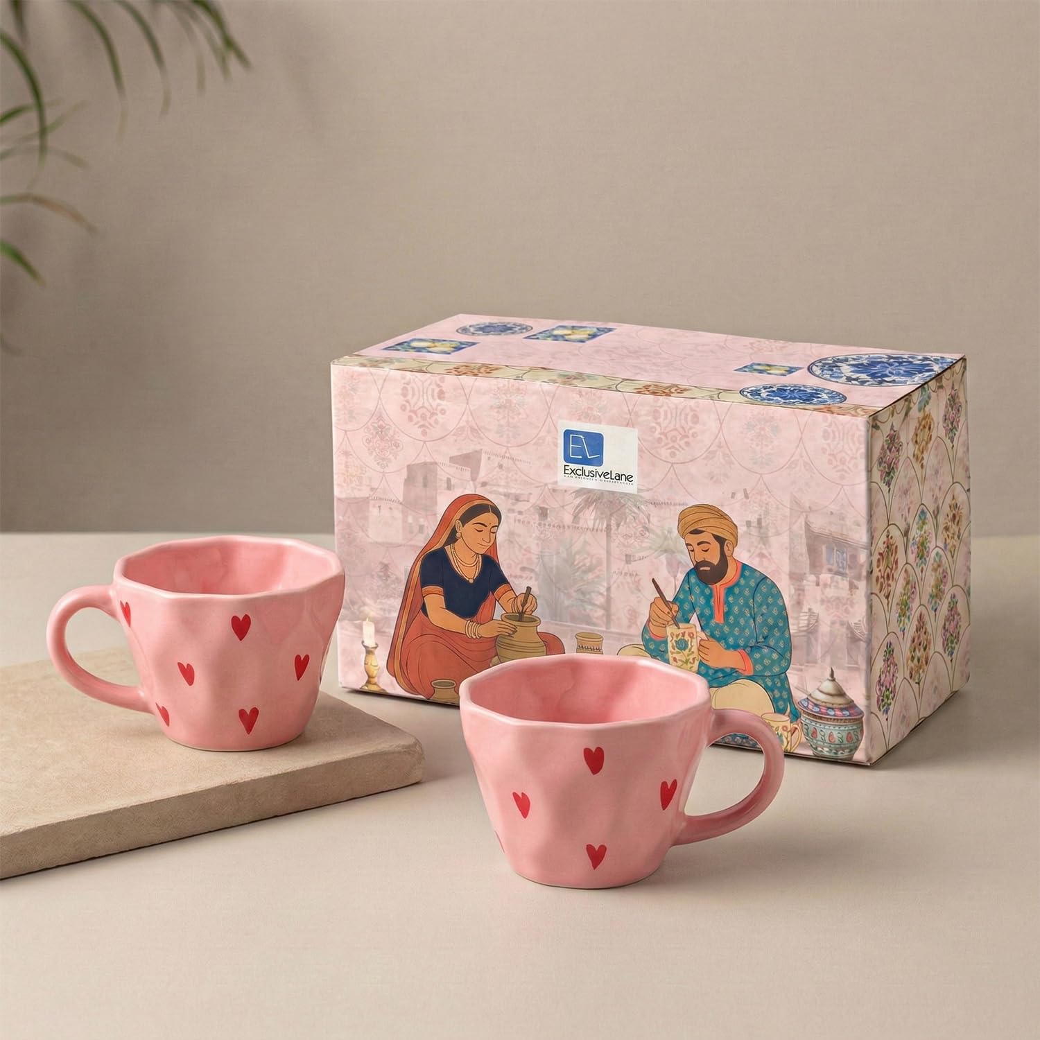 Colourful Hearts Ceramic Coffee Mugs - Set of 2 -11
