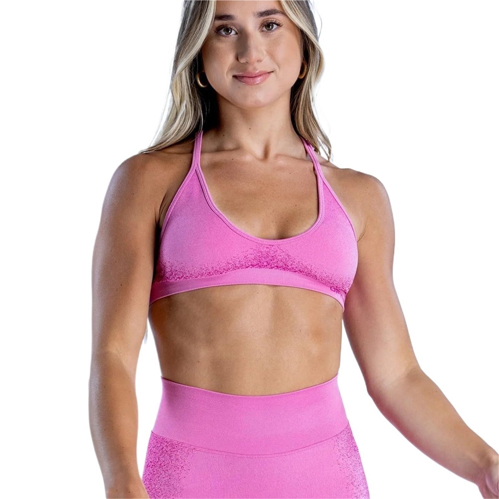 Biustonosze sportowe do treningu, Bezszwowy, usztywniany biustonosz sportowy typu Crop ze skrzyżowanymi plecami, wiązany na szyi, wielokolorowy XS-XL