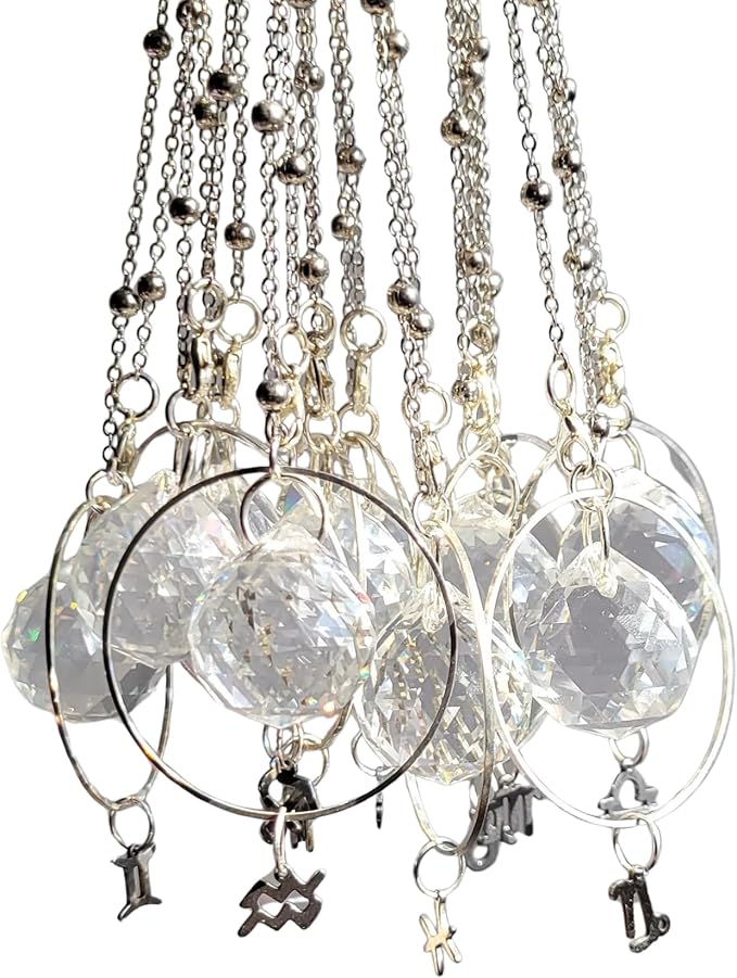 Handmade In Canada Zodiac Star Sign Rearview Mirror Suncatcher In Silver By Sterling's Suncatchers (Pisces)