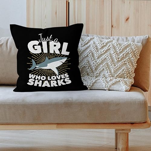 Miniatura 6 de HIWX Funda de almohada de tiburón, I Just Freaking Love Sharks Okay Shark Lover - Funda de almohada decorativa, decoración de habitación de tiburón,