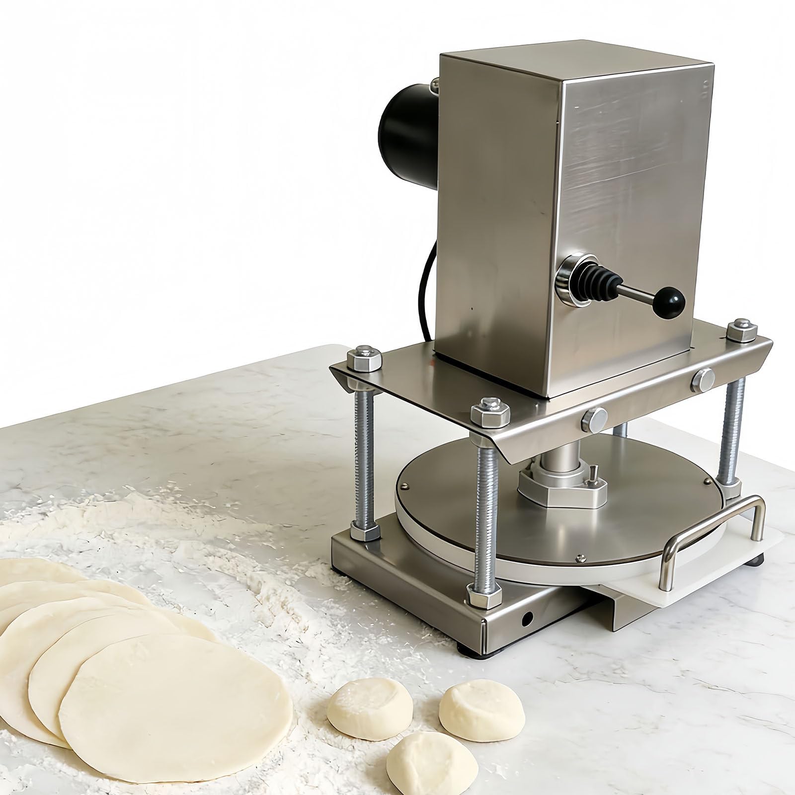 Macchina Elettrica Stendi-Impasto Pizza 22/25/30 Cm - Pressa Professionale in Acciaio Inox per Casa/Ristoranti/Pasticcerie 25cm/9.84in