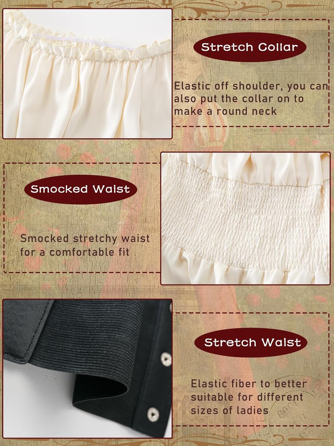 Renaissance Costume Women Ren Faire Medieval Dress for Women with Corset Fairy Costume - Image 5