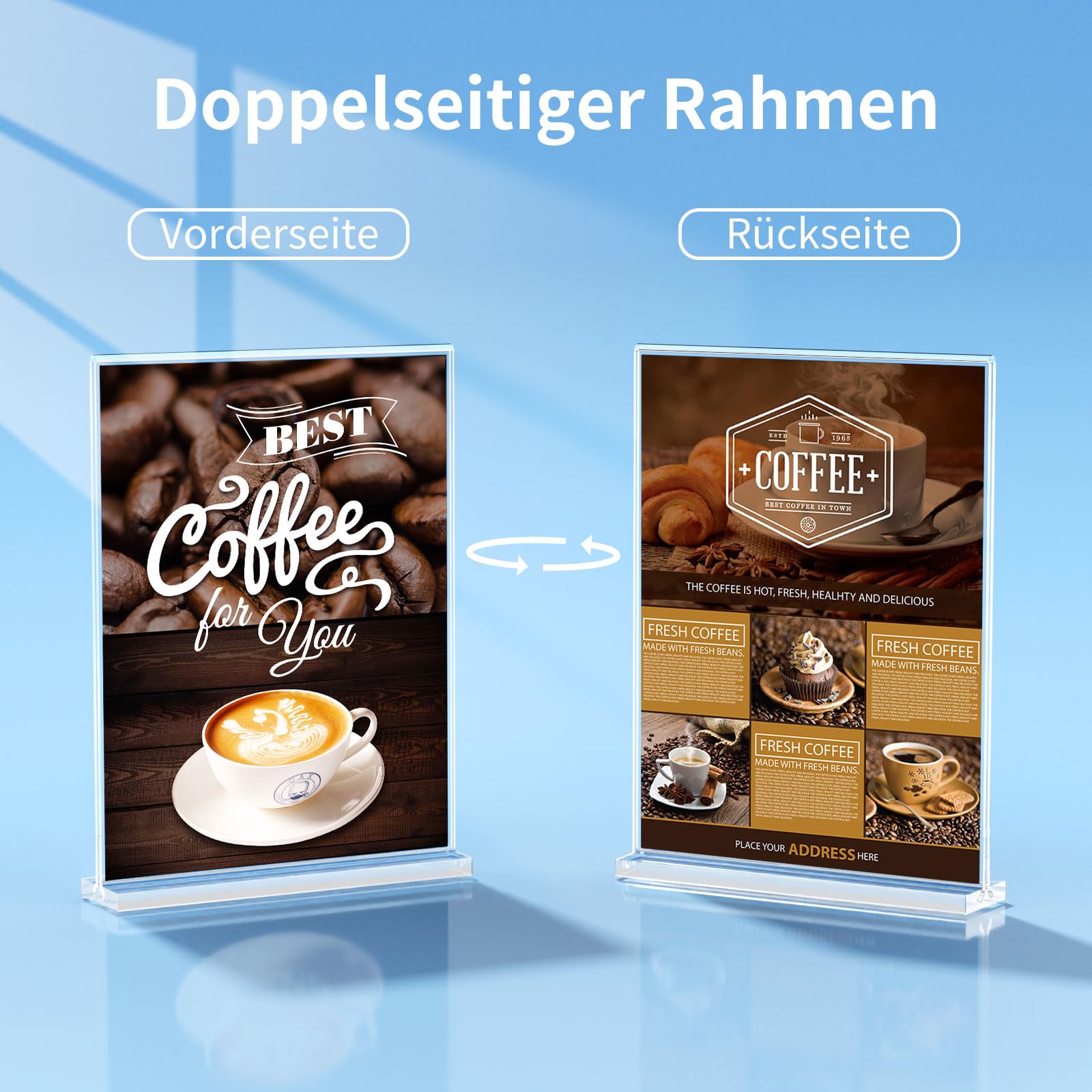 AITEE Acryl Tischaufsteller A5: 6 Stück T-Ständer Glasklar Aufsteller A5 für Prospekte Werbung Menükarte, Büro, Restaurant, Shop, Theke