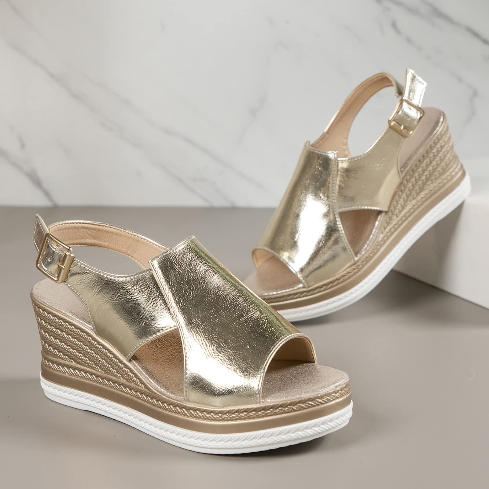 Amazon.com: Wedge Heels for Women, Womens Espadrilles Wedges Comfortable Open Toe Slingback Ankle Strap Platform Wedge Sandals for Women Dressy Summer Dress Shoes (a-Gold, 9) : Clothing, Shoes & Jewelry Amazon.com: Wedge Heels for Women, Womens Espadrilles Wedges Comfortable Open Toe Slingback Ankle Strap Platform Wedge Sandals for Women Dressy Summer Dress Shoes (a-Gold, 9) : Clothing, Shoes & Jewelry