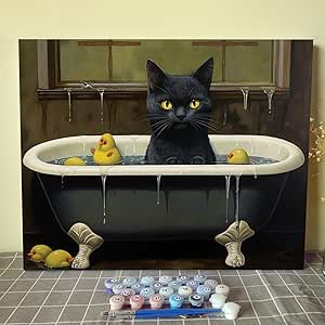 Amazon.com: DIY Paint by Numbers for Adults,Black Cat Paint by Numbers ...