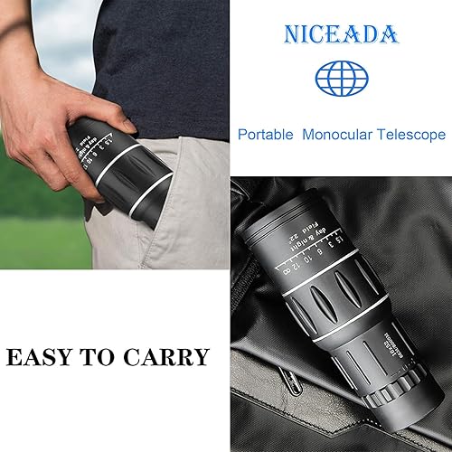 Miniatura 5 de Telescopio monocular portátil  Prisma de alta potencia de 16 x 52 monoculares compactos para adultos y niños  Alcance monocular HD para senderismo,