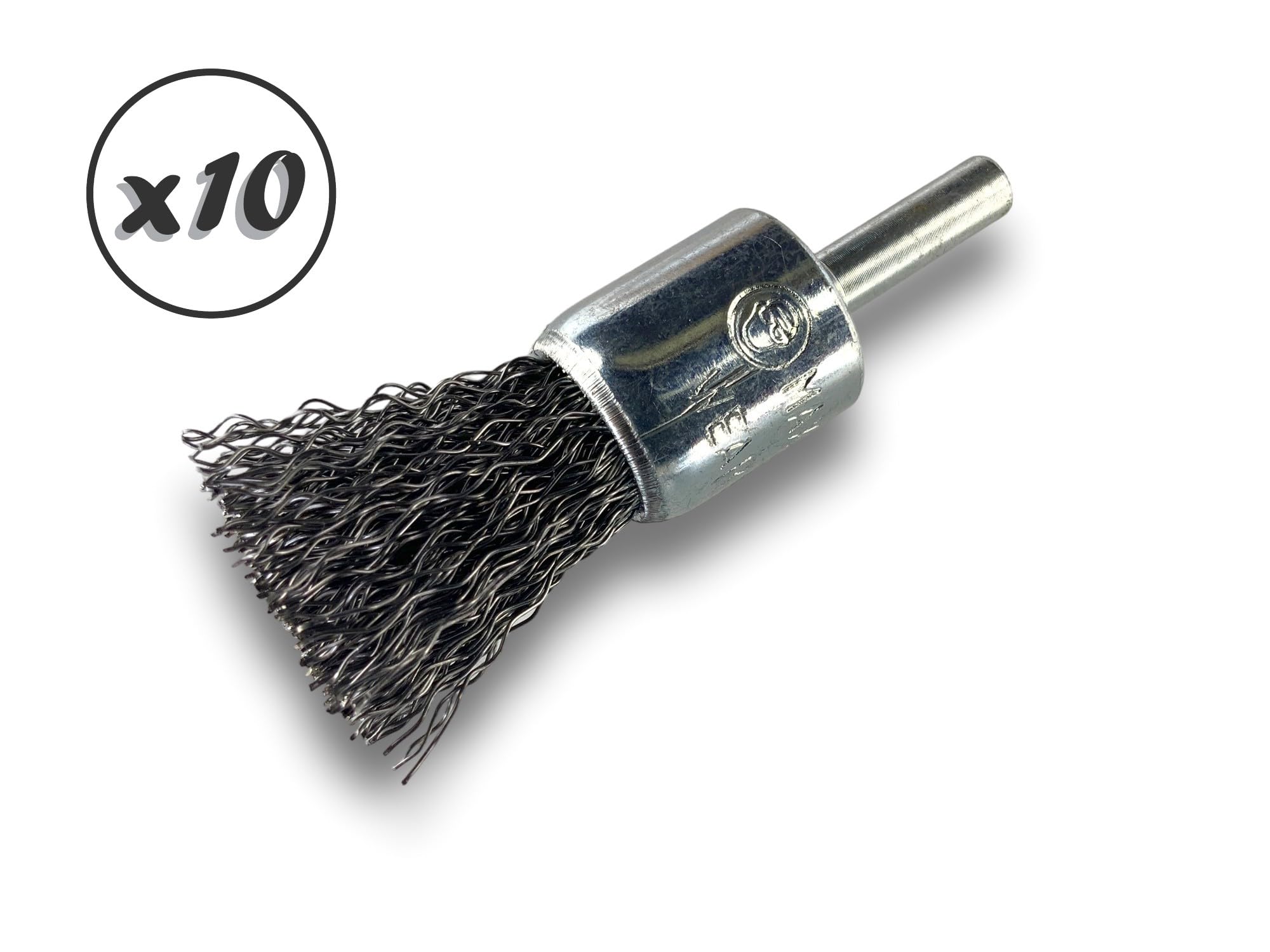 Kibros Lot 10 brosses en bout pinceau tige Ø 6 mm fil acier dur Ø 18 mm