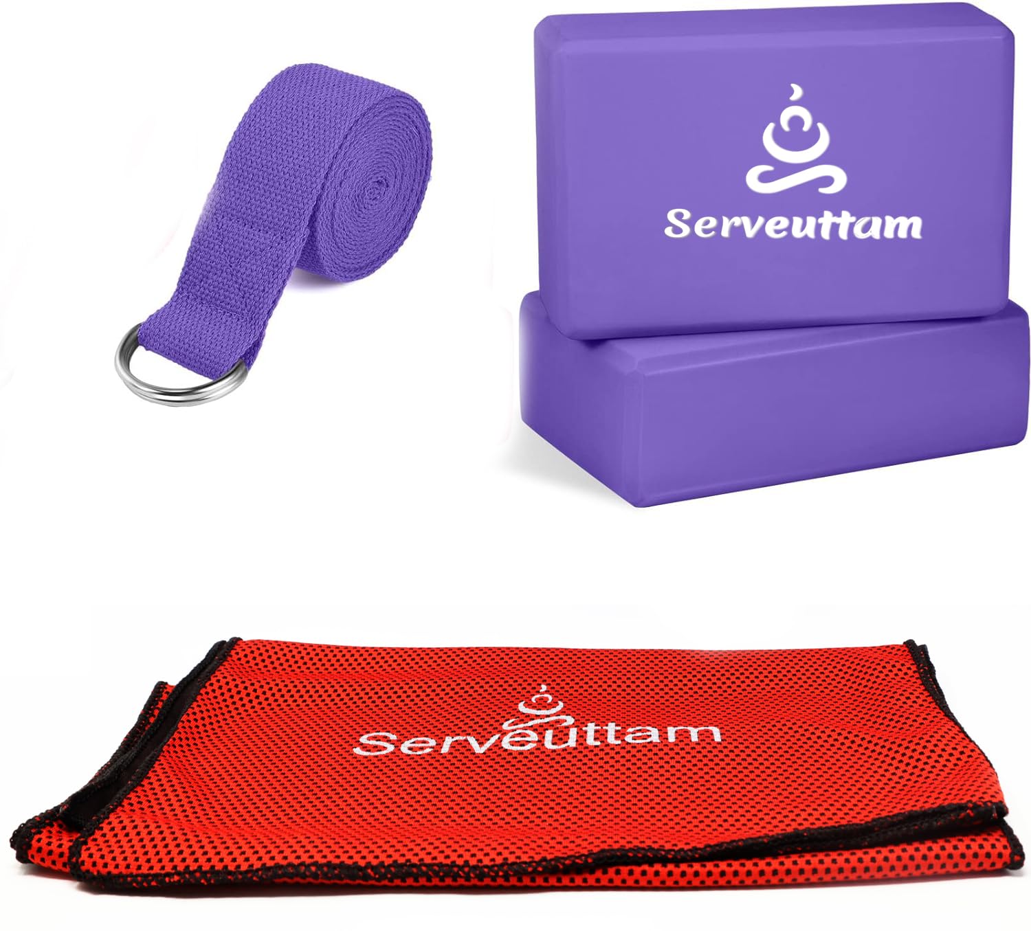 Serveuttam Yoga Cushion Knee Pad with Yoga Blocks and Belt - 20 mm Thick TPE Made Yoga Knee Elbow Pad | Extra Thick Exeriser Knee Pad (Yoga blocks Belt with Towel(Purple)) (B0CW2VM8JY) Amazon Price History, Amazon Price Tracker
