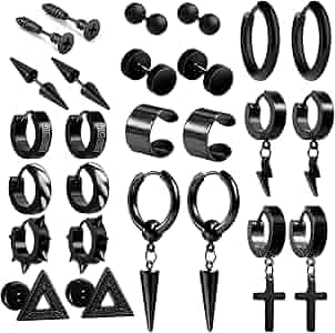 Charisma Gothic Cross Hoop Earrings - 3 Pairs Stainless Steel Huggie Earrings For Men & Women