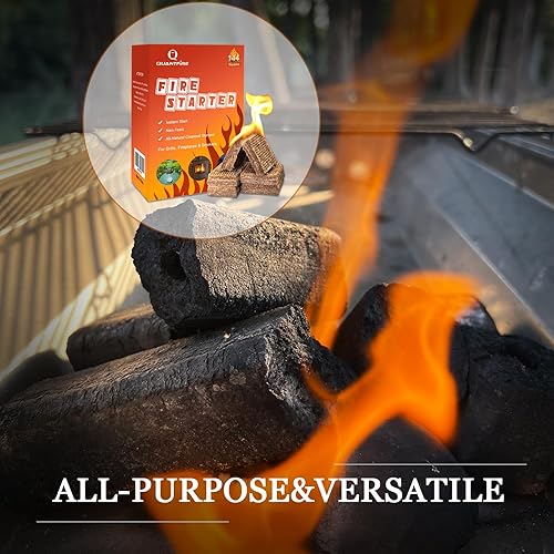 Miniatura 5 de Quantfire Paquete de 160 iniciadores de fuego de carbón para fogatas, chimenea, parrilla, chimenea, barbacoa y ahumador