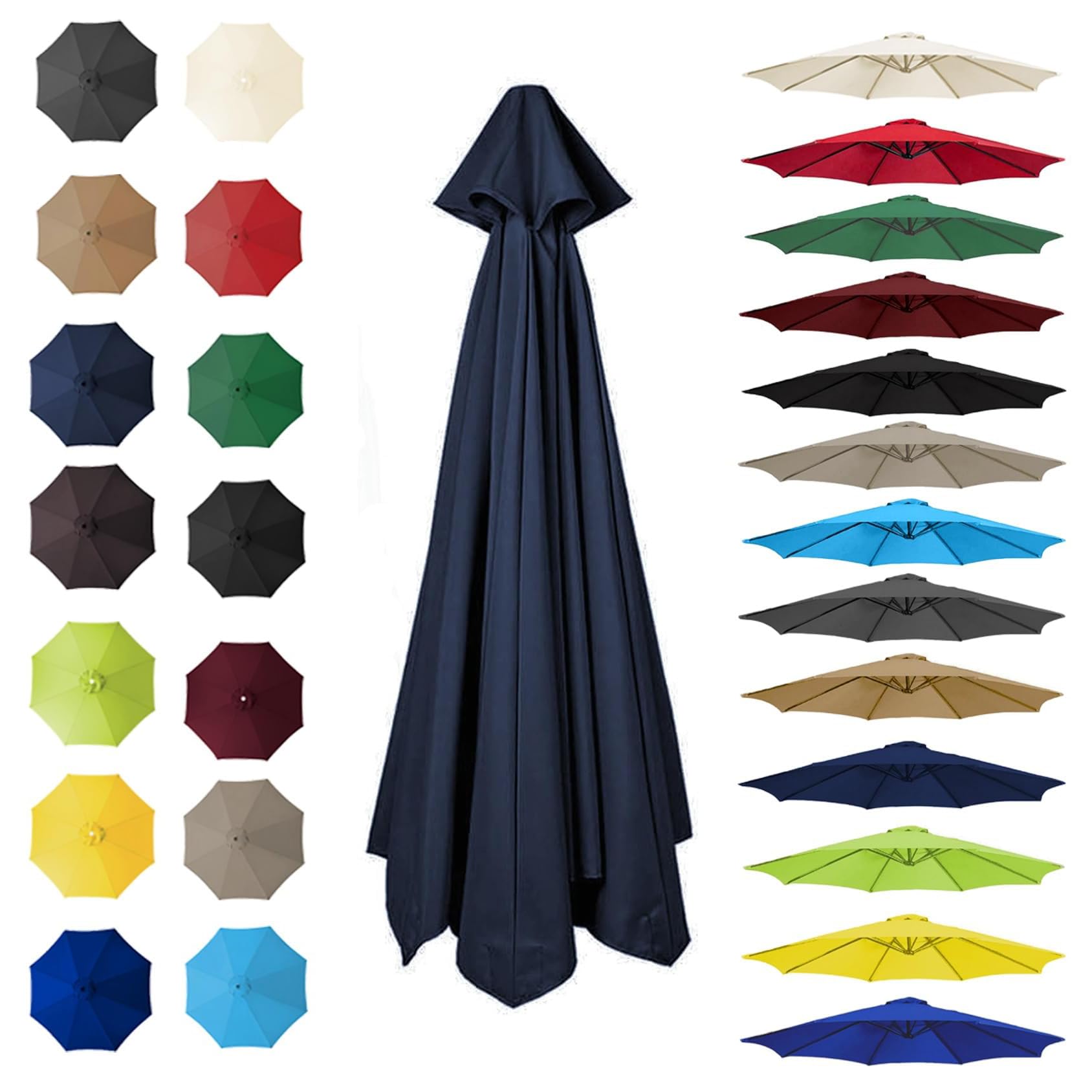 UUDQCD Garden Parasol Replacement Canopy Cover 2m-3.5m With 6-8 Arms - Accessories
