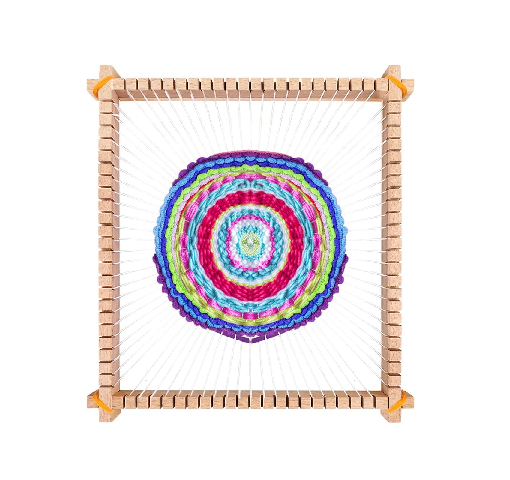 LYKTRIX Set di telai in legno per bambini da 4 a 12 anni, con accessori da 13 pezzi (filato, ago, pettine) per la tessitura di arazzi e sottobicchieri rotondi/quadrati