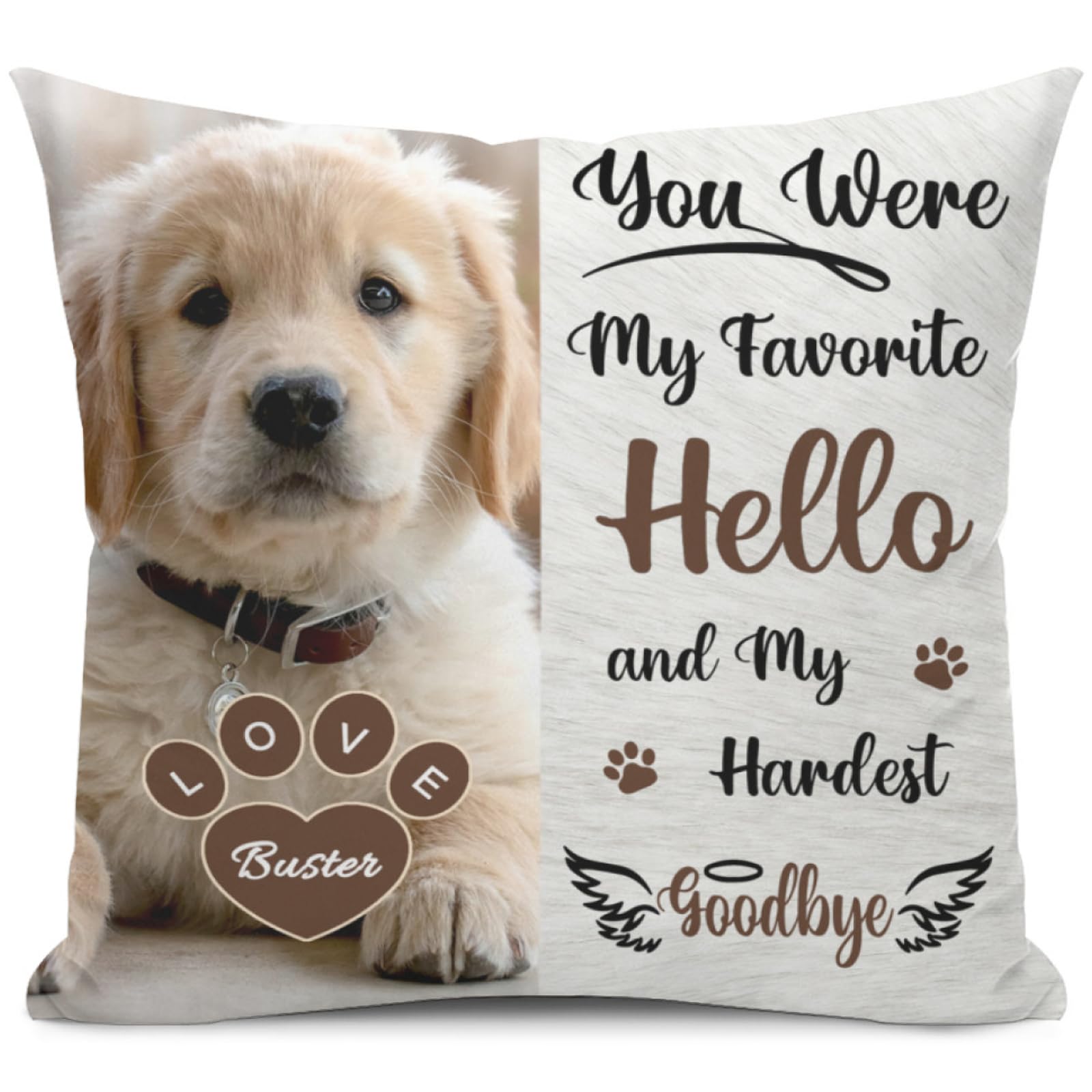 Alienc Pillow Cover-4 Personalised Pet Memorial Cushion Cover (Optional Insert) - Custom Photo Shaped Design Pillow, Ultra-Soft Touch | The Most Heartfelt Sympathy Gift To Cherish A Beloved Life