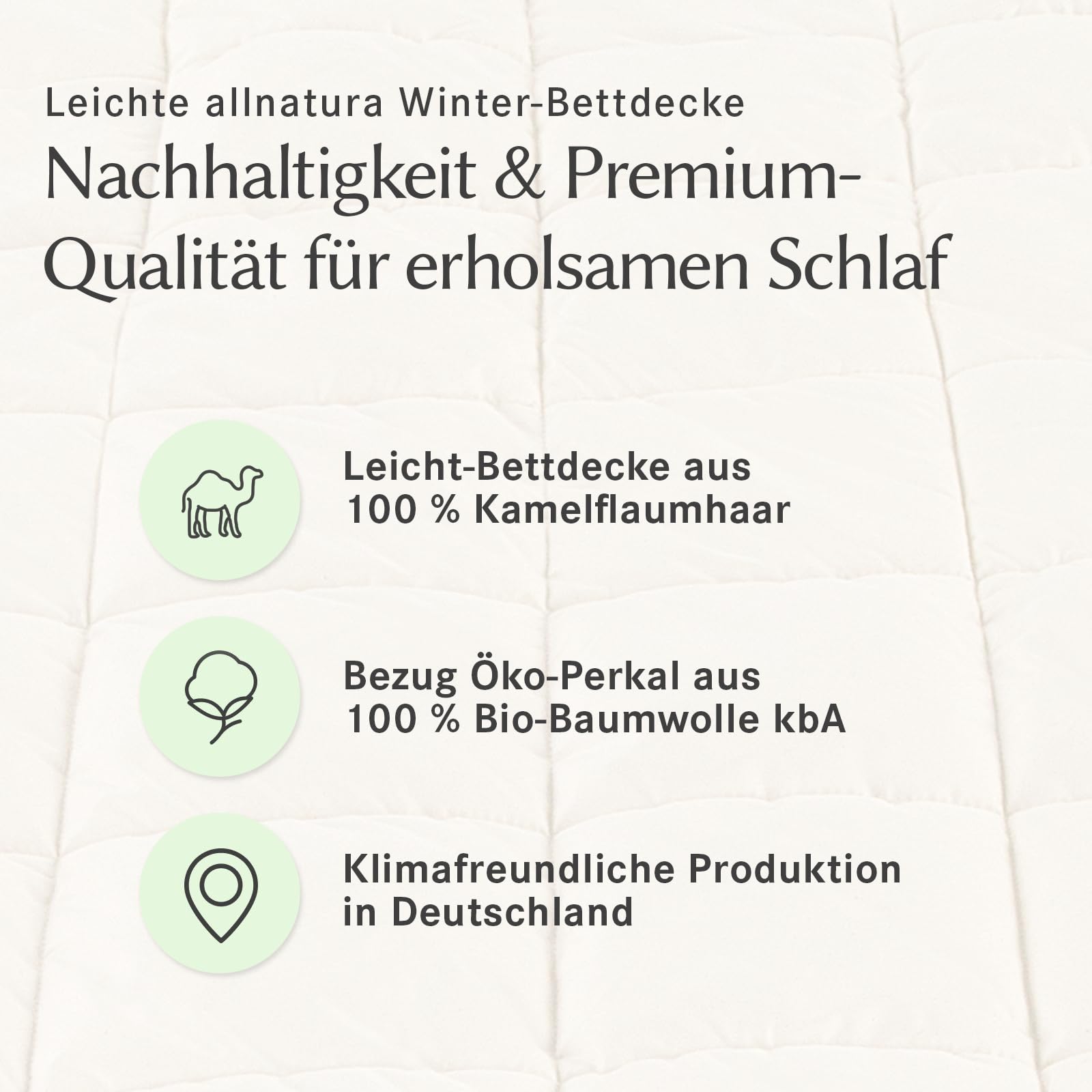 allnatura Kamelflaumhaar-Leicht-Bettdecke Cammello 135x200 - leichte Decke für milde Wintertage & Übergangszeit – Öko-Test Note sehr gut – 100% nachhaltiges Kamelflaumhaar – Made in Germany