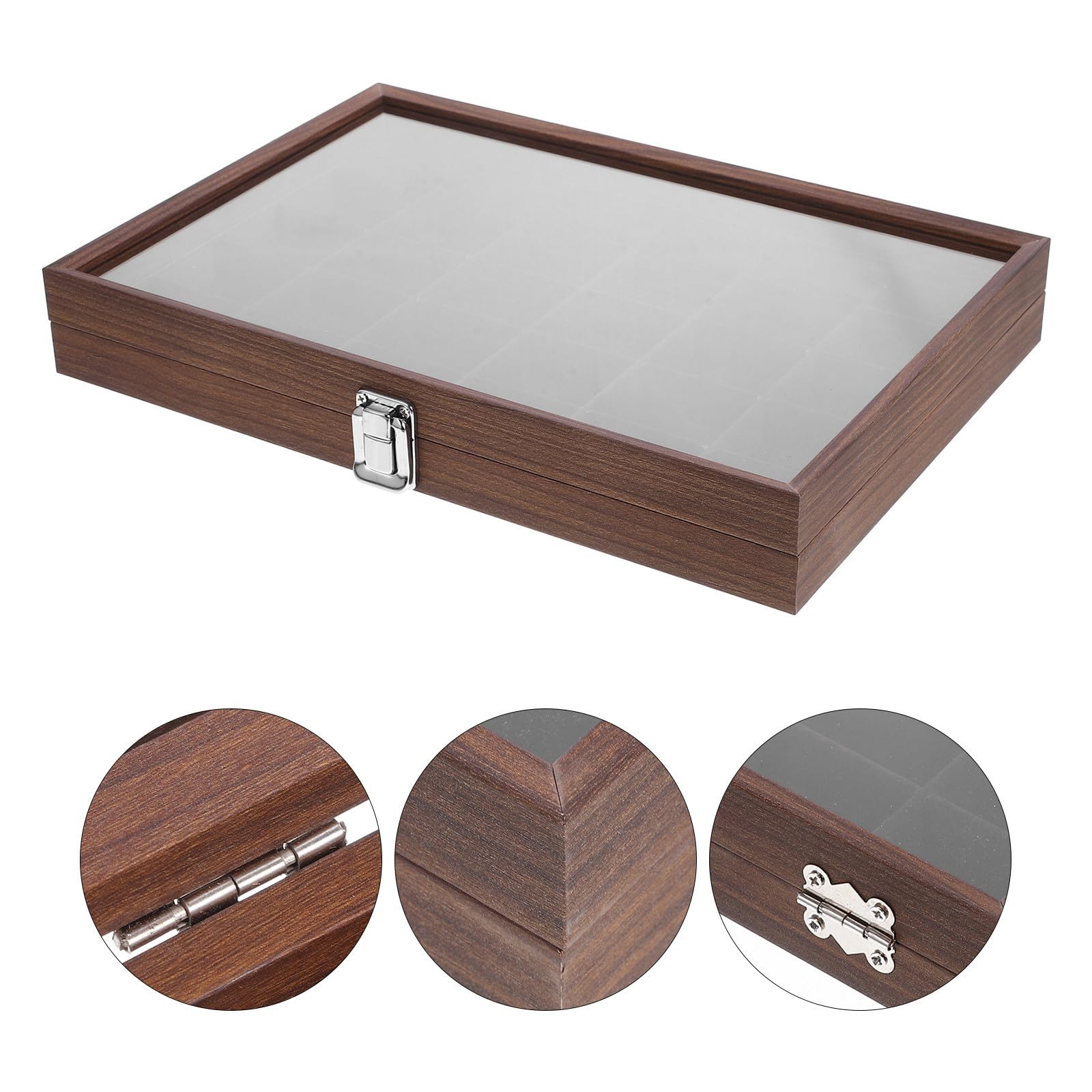 VOSAREA Boîte de Rangement Thé en Bois et Verre avec 30 Compartiments Design Élégant et Rectangulaire, Maison Salle à Manger