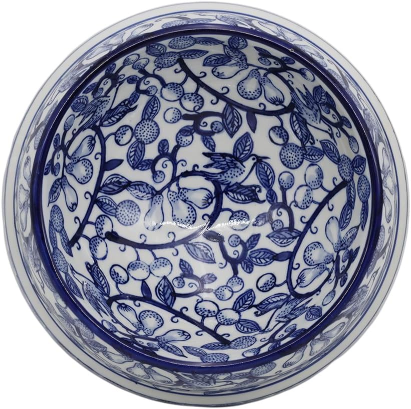 Aimusego Blue and White Ceramic Dog Bowl, Gifts for Pet Owners, Dog Gift, Anti-Skid Base Medium Large Water and Food Pet Cat Dish-9inch