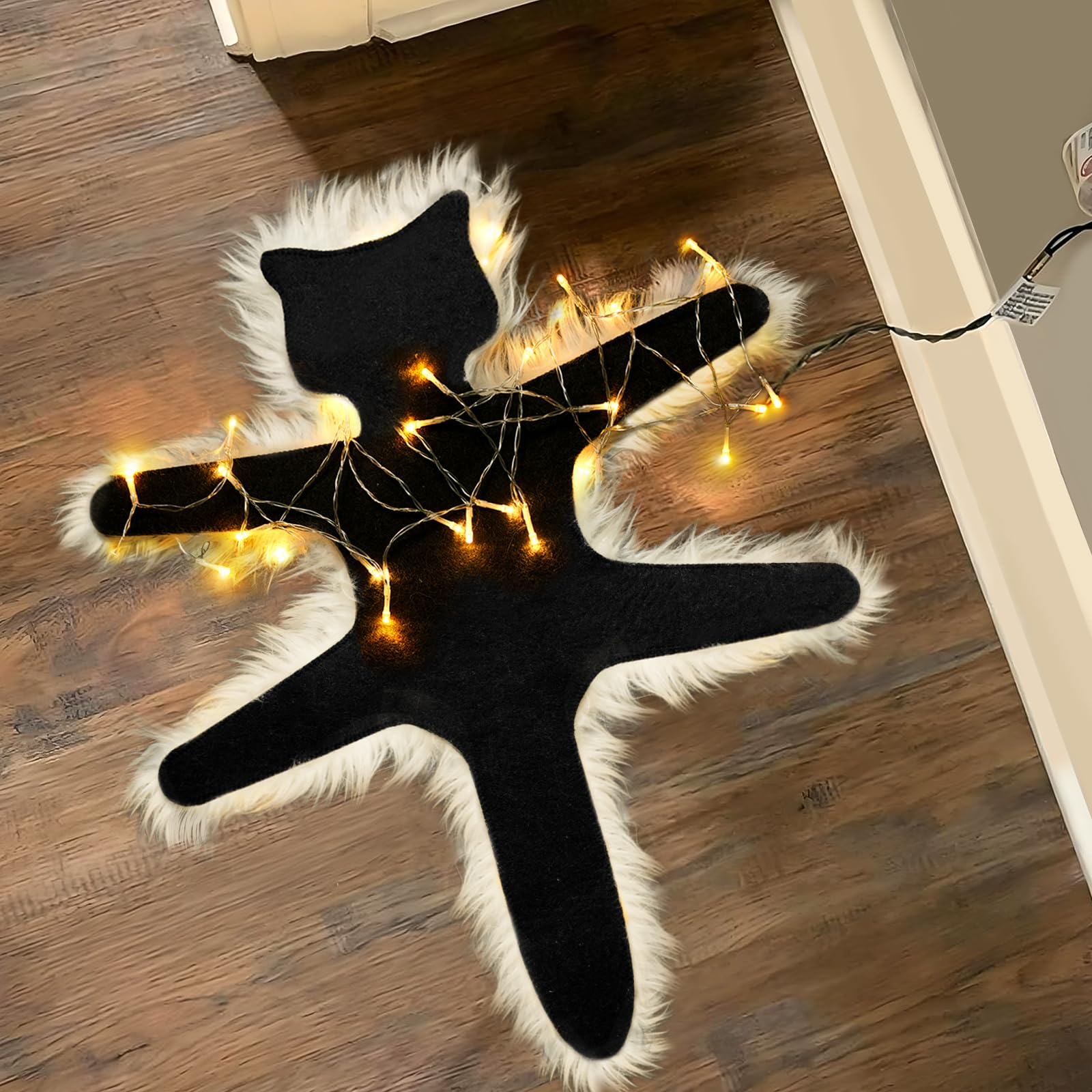Light Up Fried Cat Rug, Christmas Vacation Decoration Vacation Village Gifts Funny Christmas Decoration Rug with Light Always On or Flashing Halloween Decor (Warm Light)