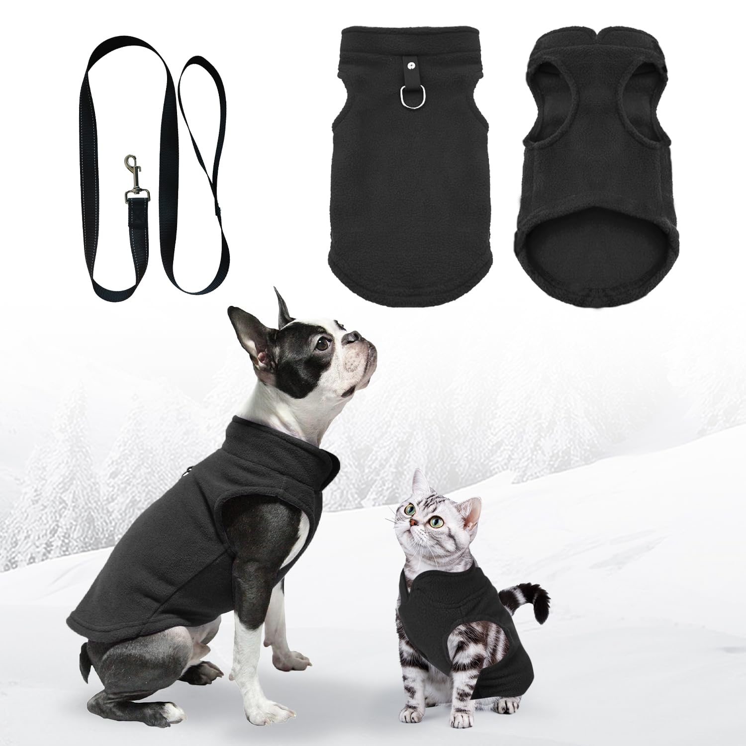 Maglioncino e Cappottino per Cani di Taglia Piccola - Vestito per Cane e Gatto con Anello a D (Nero, M)