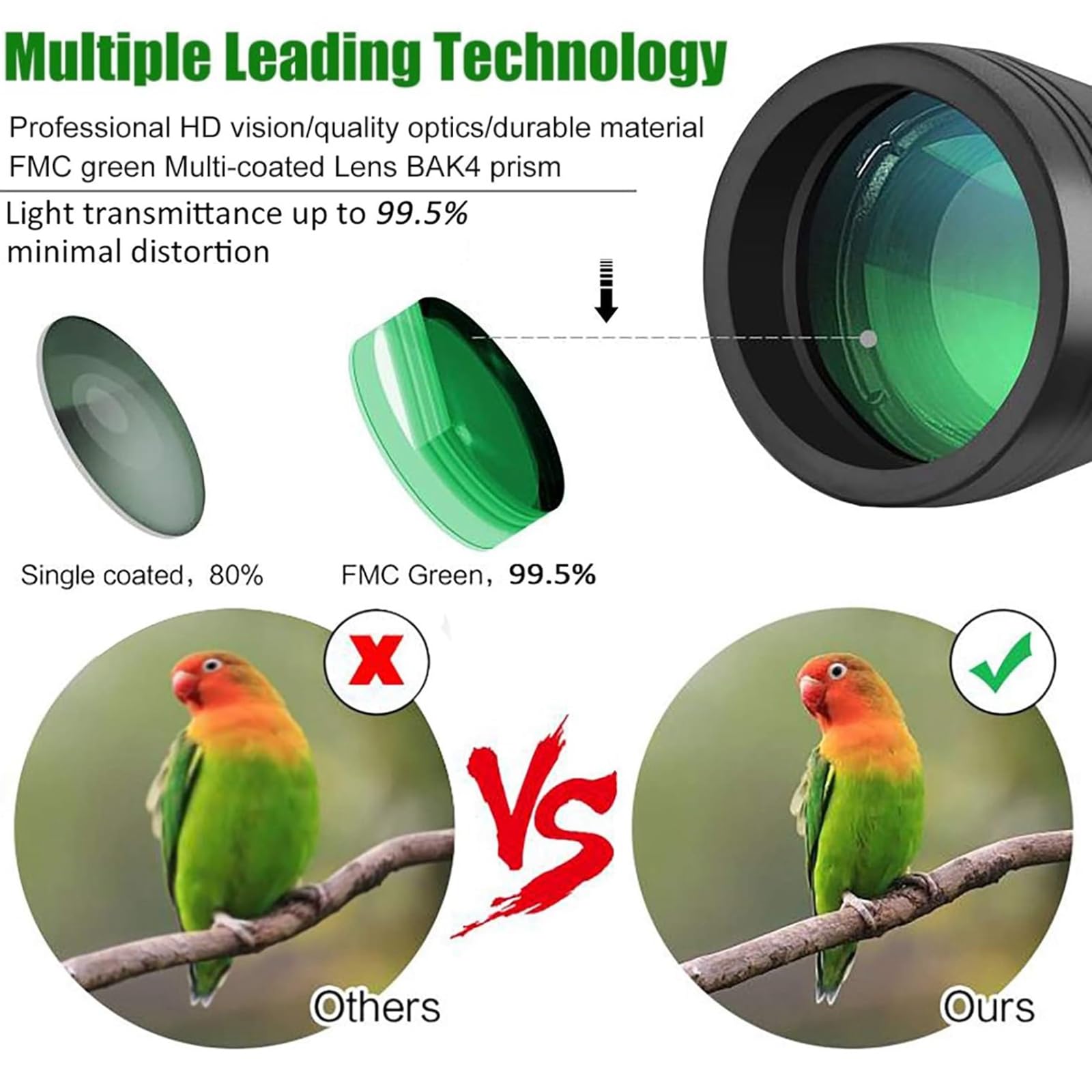 Binóculos 12x50, Binóculos profissionais para Adultos,Prisma BaK4 e Lentes FMC,Antiniebla e Impermeables, Binoculares para Observación de Aves, Caza, Senderismo